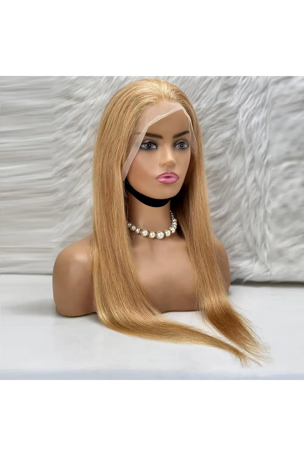 Düz Front Lace Gerçek Tül Peruk - Altın Karamel - 70-75cm