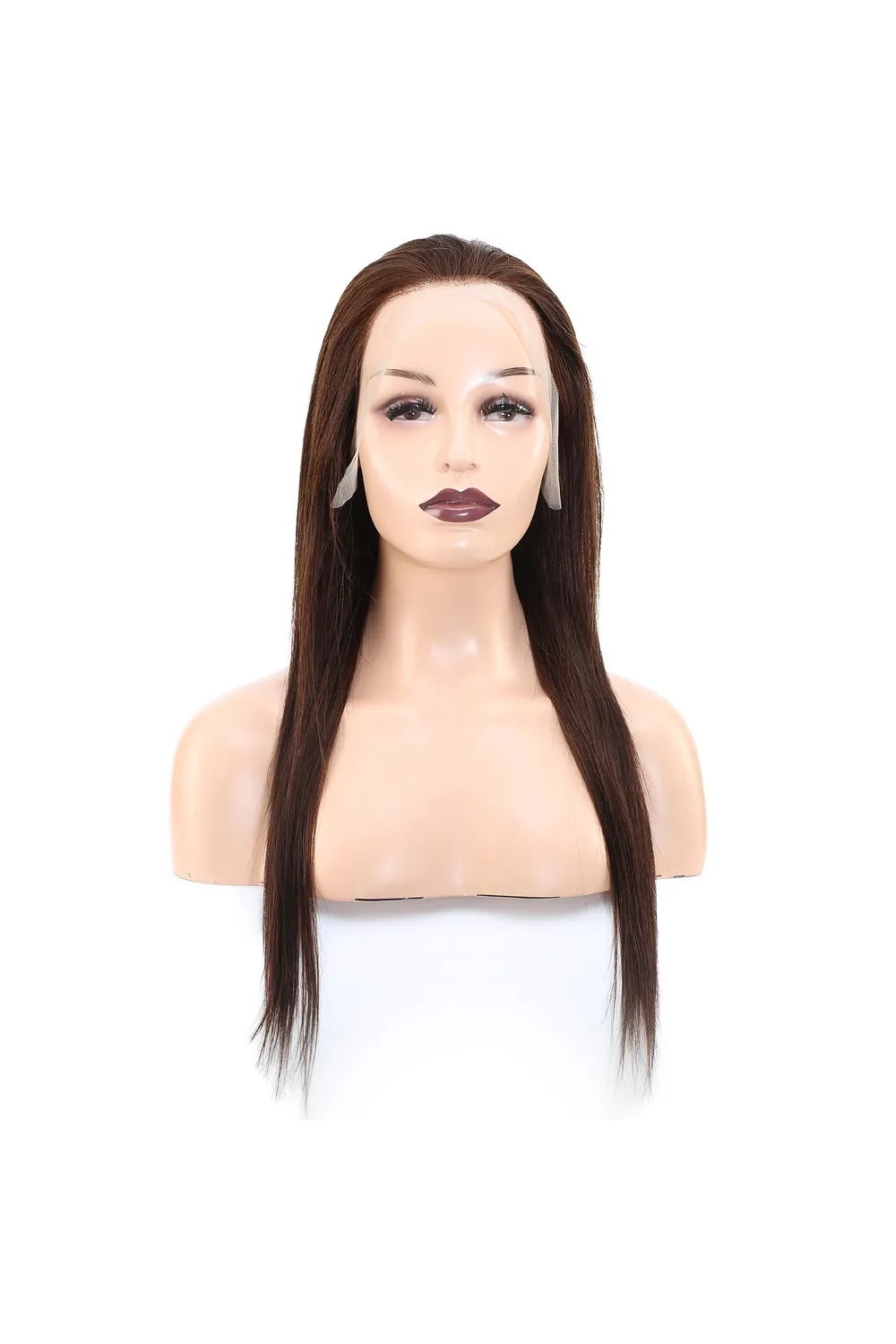 Düz Front Lace Gerçek Tül Peruk - Koyu Kahve - 60-65cm