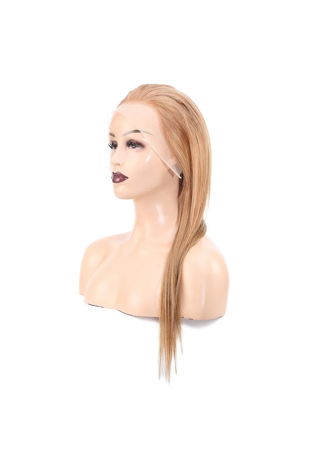 Düz Front Lace Gerçek Tül Peruk - Kumral - 60-65cm