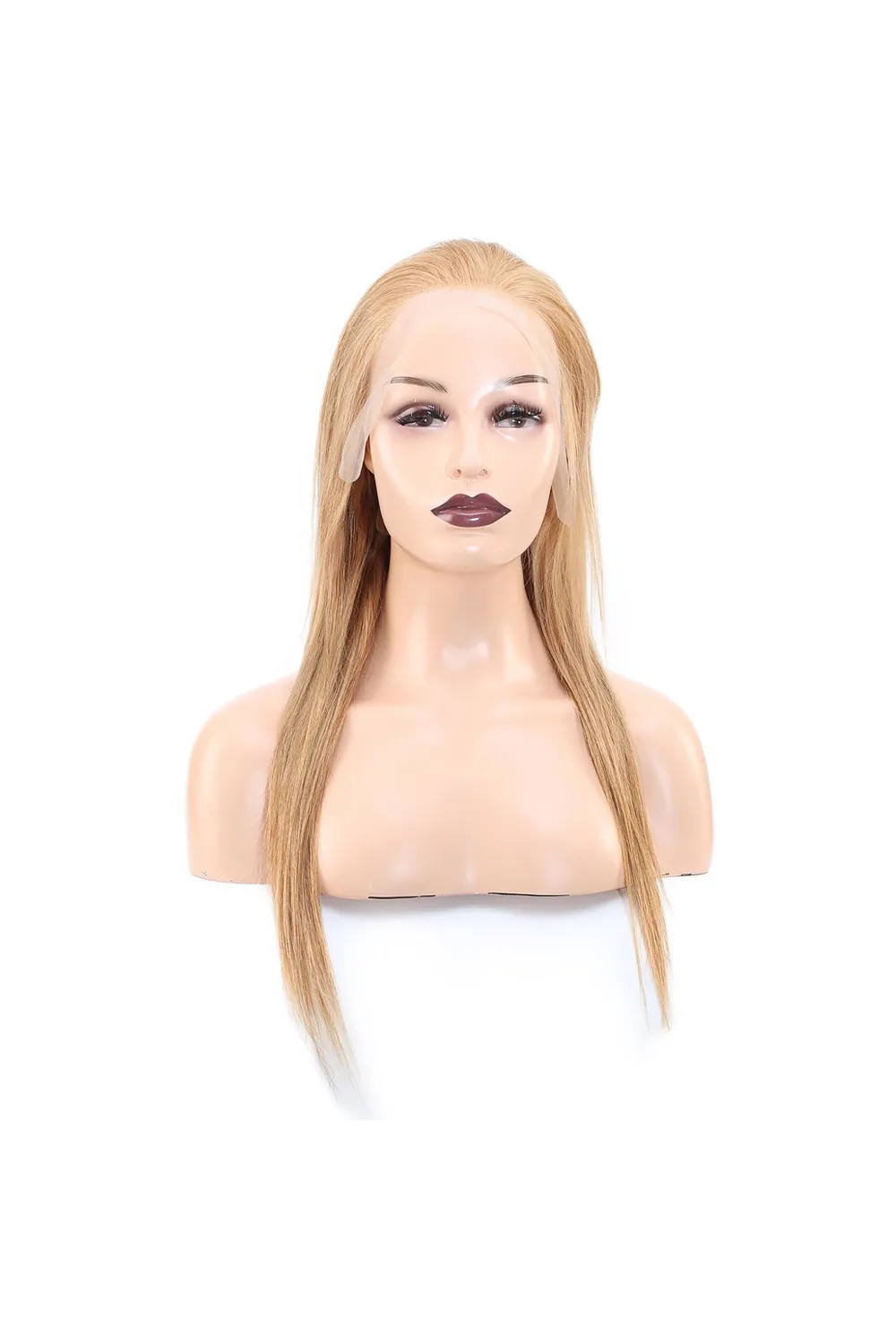 Düz Front Lace Gerçek Tül Peruk - Sıcak Karamel - 60-65cm