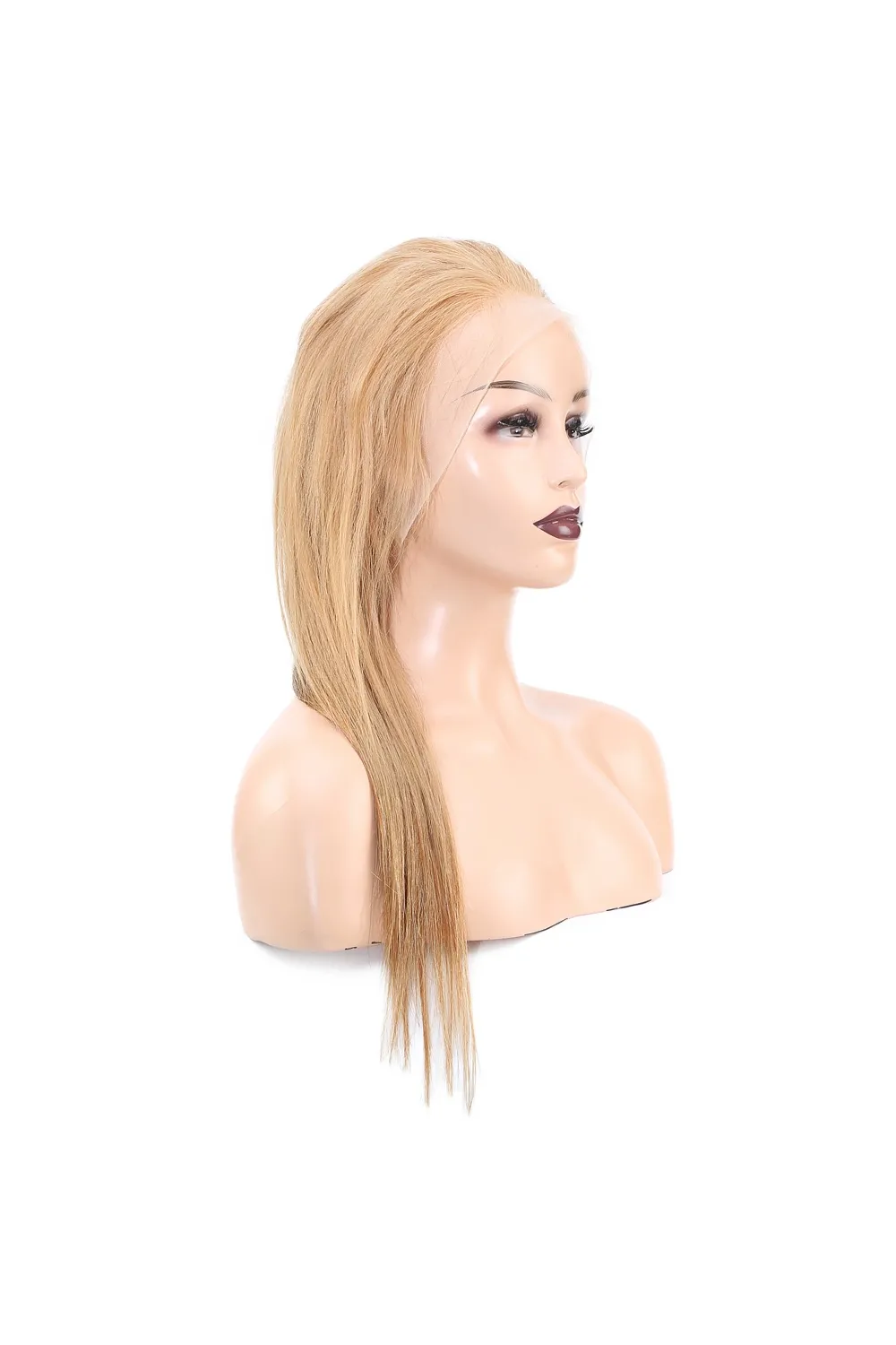 Düz Front Lace Gerçek Tül Peruk - Sıcak Karamel - 60-65cm