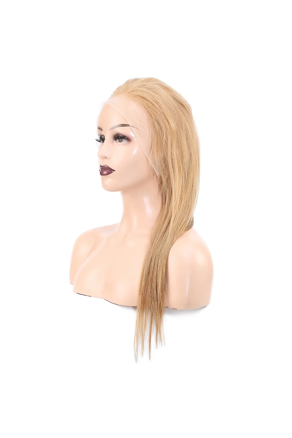 Düz Front Lace Gerçek Tül Peruk - Sıcak Karamel - 60-65cm