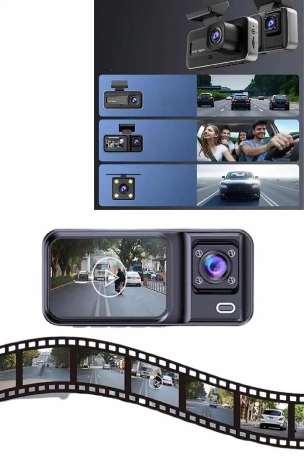 Dvr Araç İçi Kamera Ön Ve İç Kamera 2 İnç Ekranlı Çift Kamera