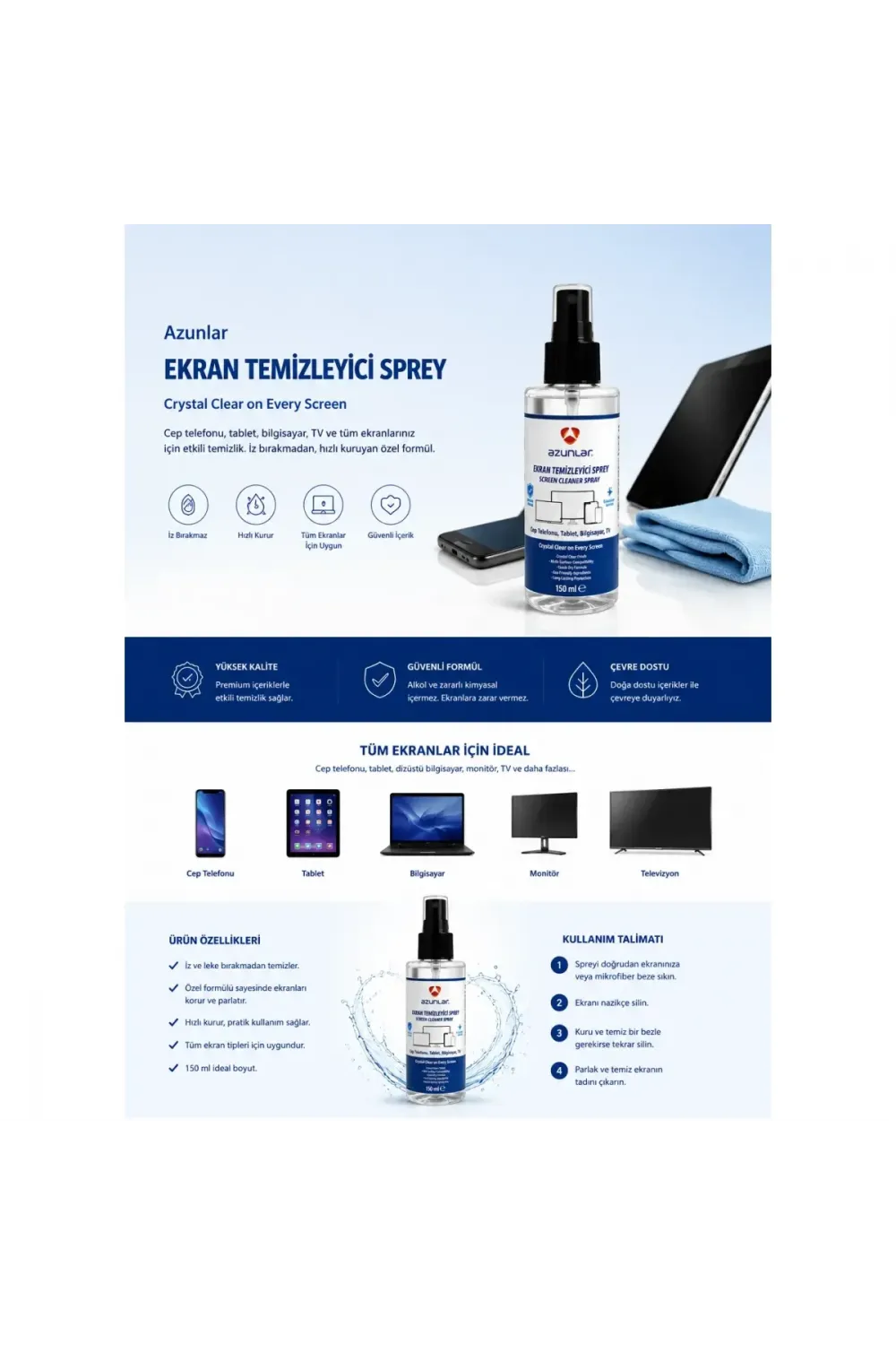 Ekran Temizleme Sprey 150 ml