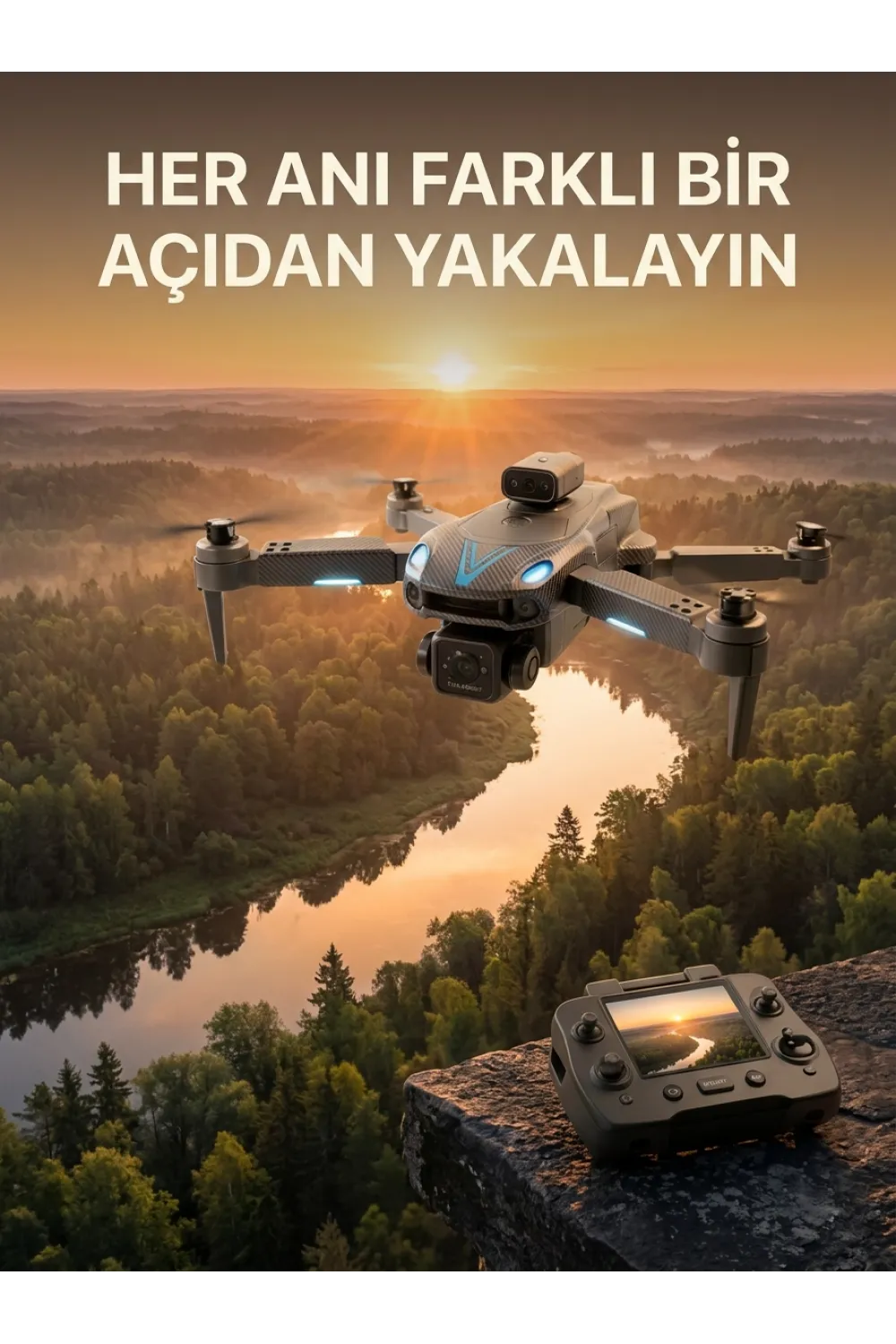 Ekranlı Kumandalı Çift Kameralı Drone İle Havadan Çekim