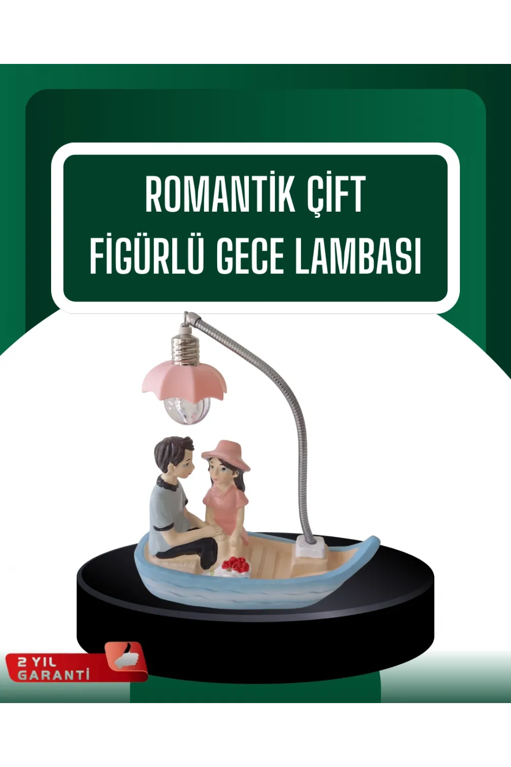 El Ele Tutuşan Çift Figürlü Dekoratif Gece Lambası Romantik Tasarım