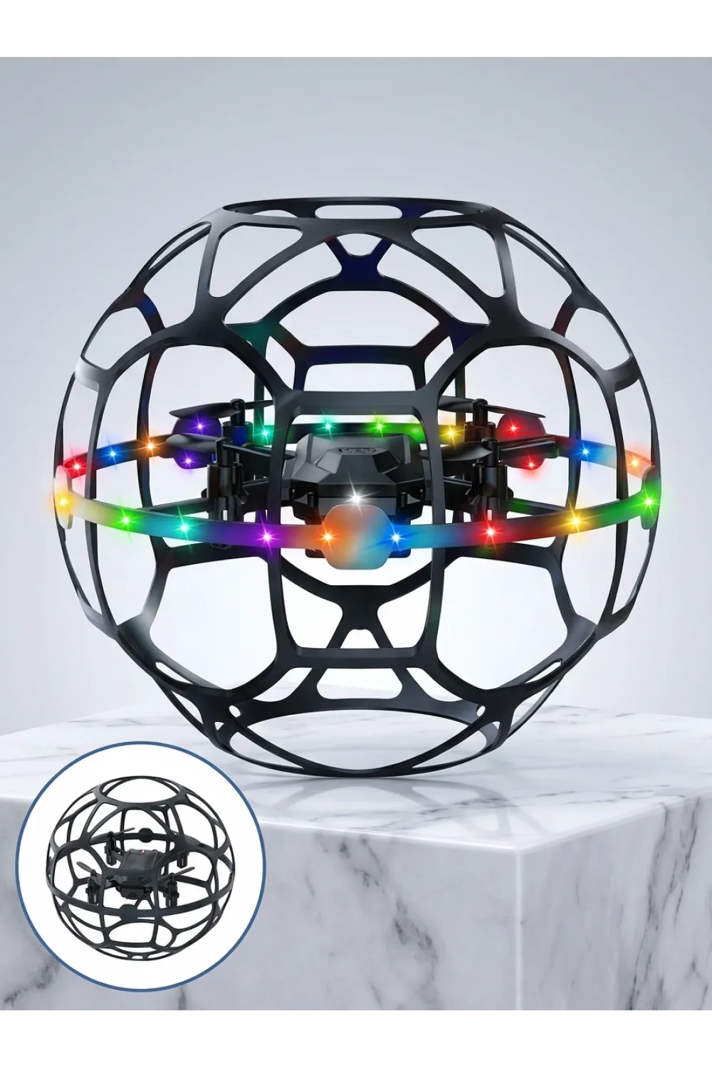 El Hareketi Kontrollü Futbol Topu Tasarımlı Drone Led Işıklı