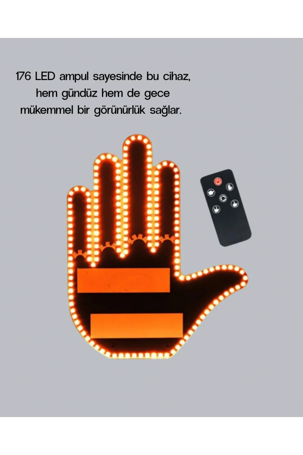 El Hareketiyle Kontrol Edilen 176 Led Amber Güvenlik Lambası