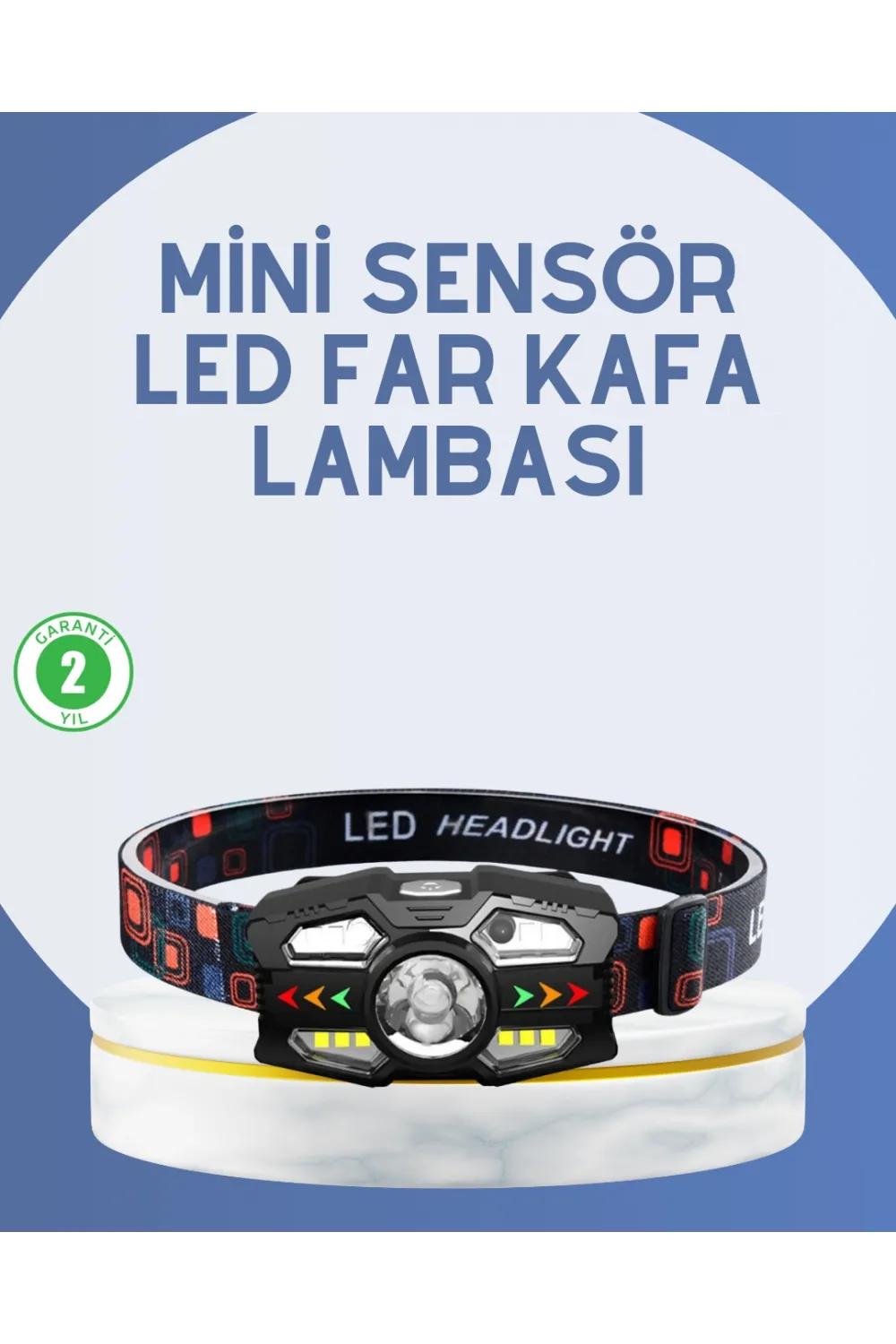 El Sensörlü Led Far Suya Dayanıklı Şarjlı Kafa Lambası