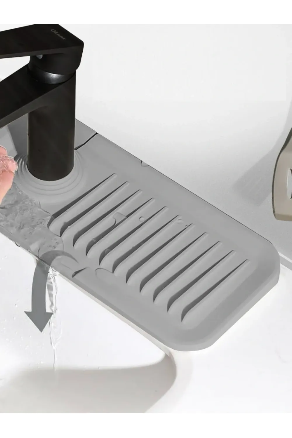 Elastik Mutfak Banyo Musluk Matı Düzenleyici Kaydırmaz Taban Organizer Lavabo Kenar Matı