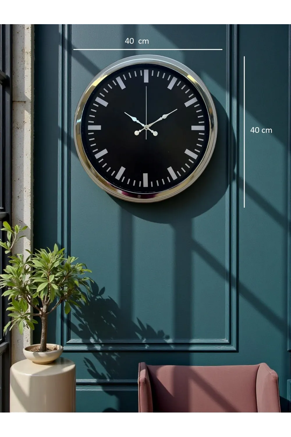 Elegance 40 Cm Metal Dekoratif Duvar Saati
