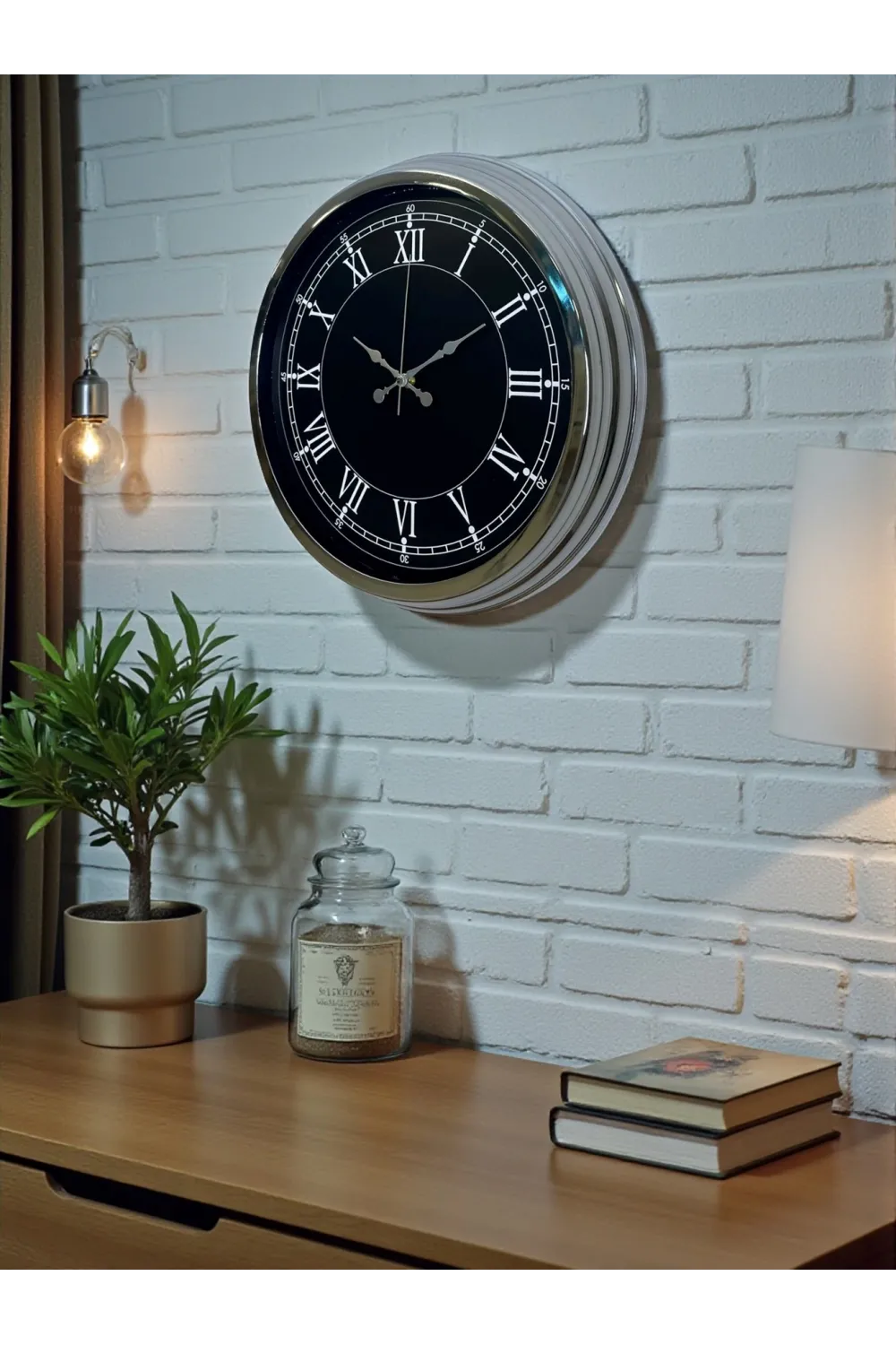 Elegance 40 Cm Metal Krom Duvar Saati