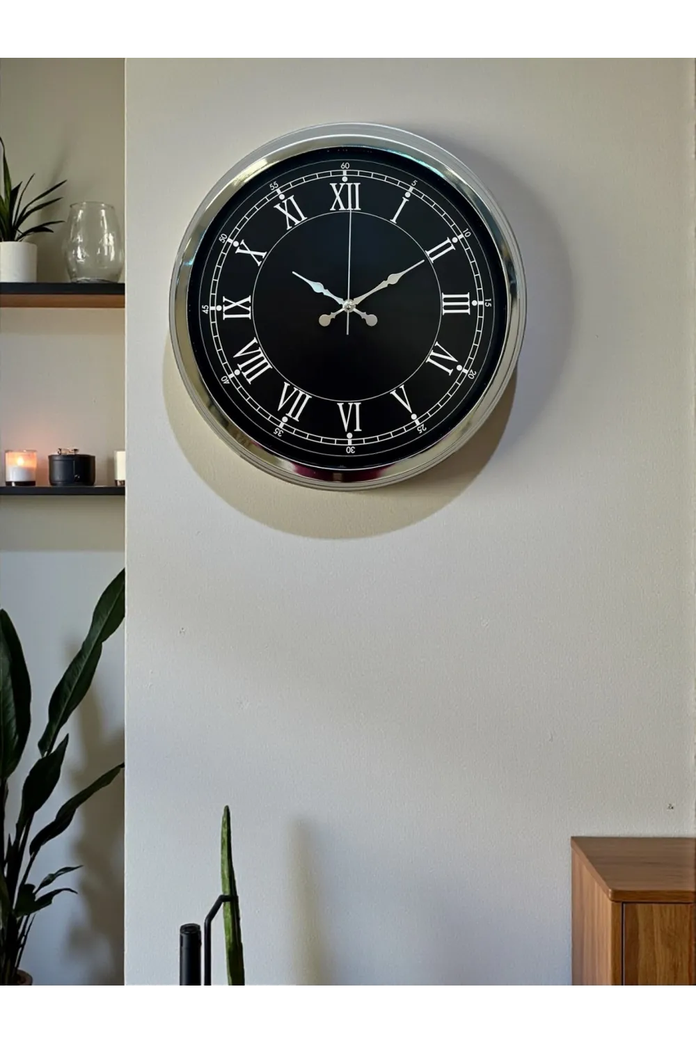 Elegance 40 Cm Metal Krom Duvar Saati