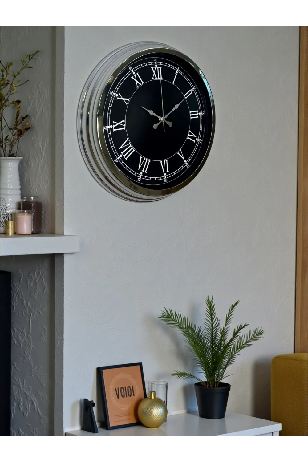 Elegance 40 Cm Metal Krom Duvar Saati