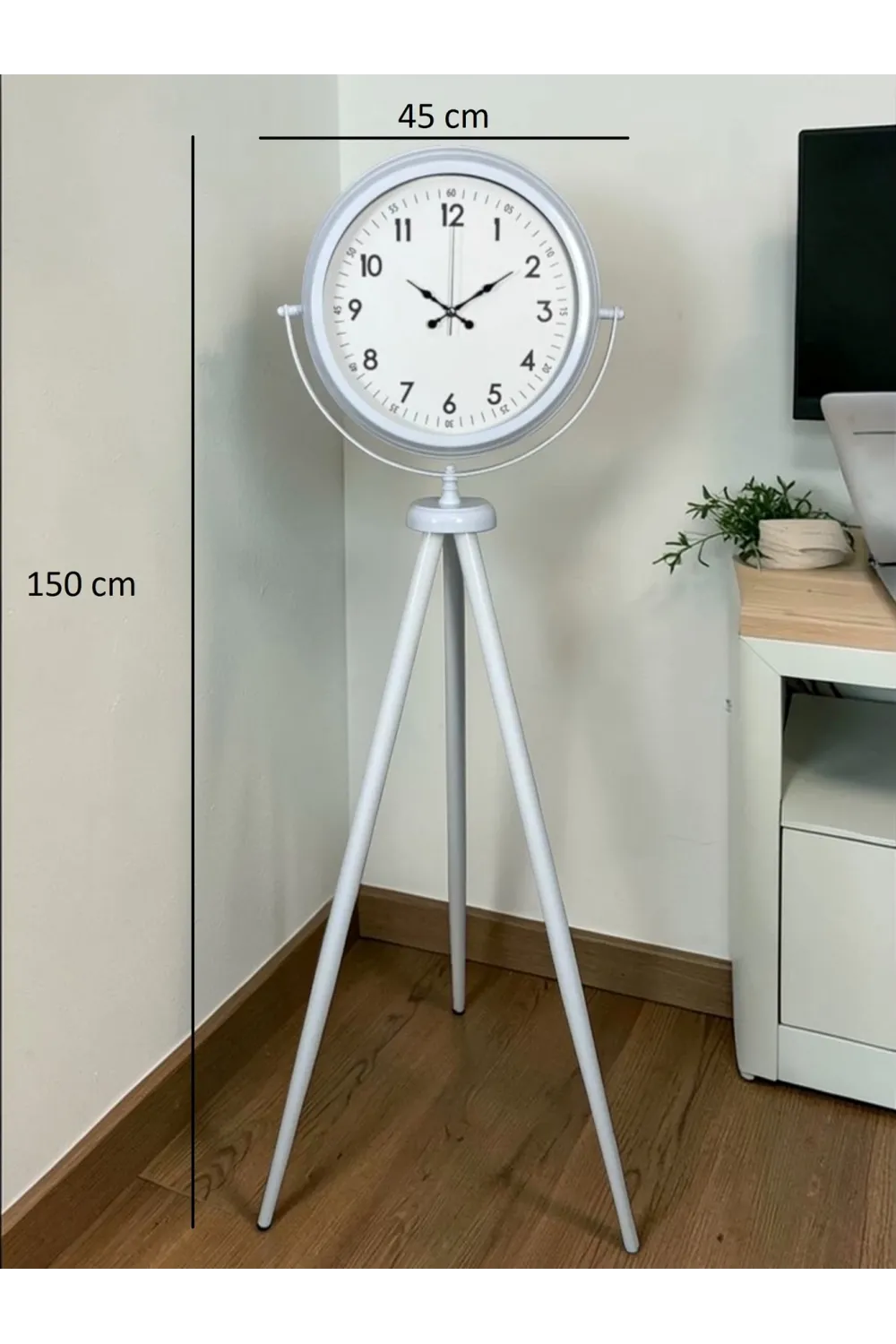 Elegance Beyaz Tripod Ayaklı Saat