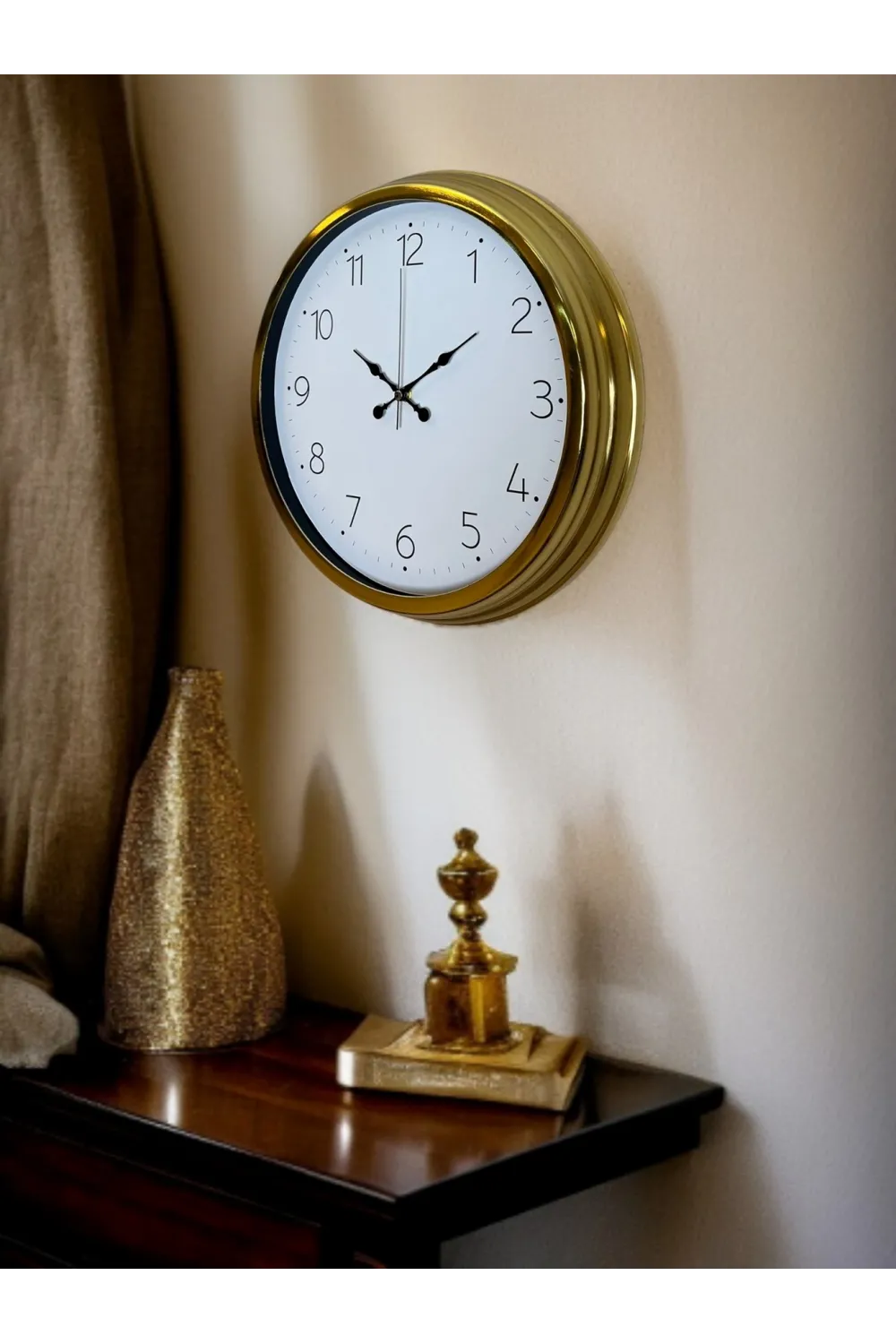 Elegance Gold 40 Cm Metal Dekoratif Tasarım Duvar Saati