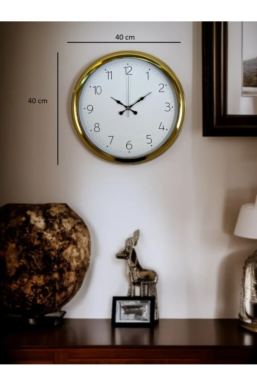 Elegance Gold 40 Cm Metal Dekoratif Tasarım Duvar Saati
