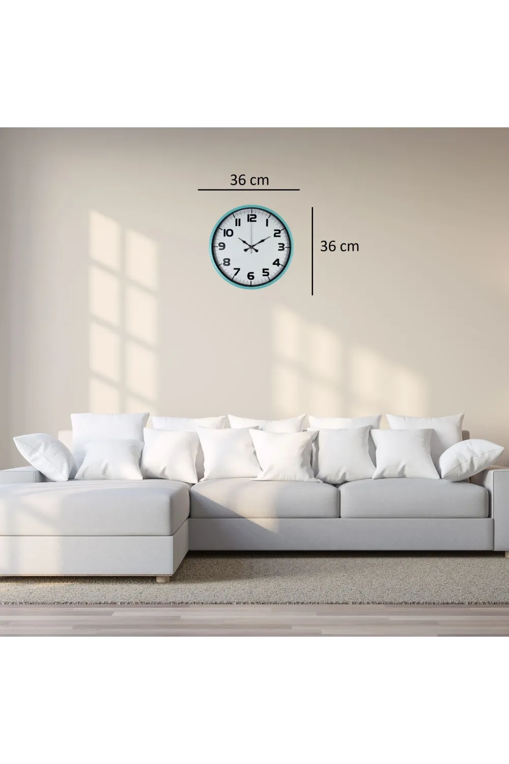Elegance Turkuaz 36 Cm Duvar Saati