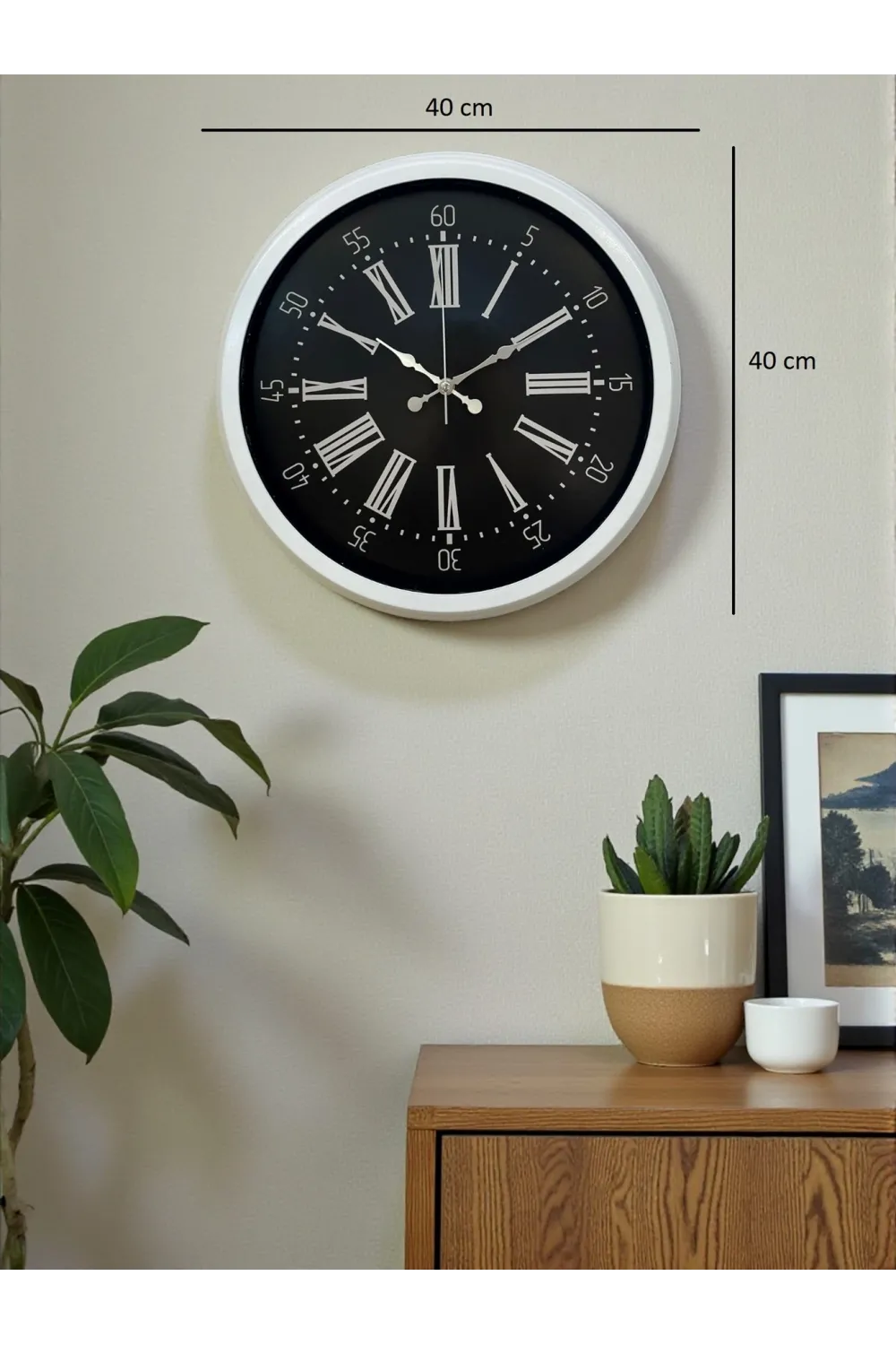 Elegance White 40 Cm Metal Duvar Saati