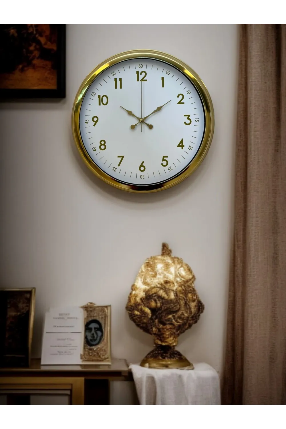 Elegant Gold Frame 40 Cm Metal Duvar Saati