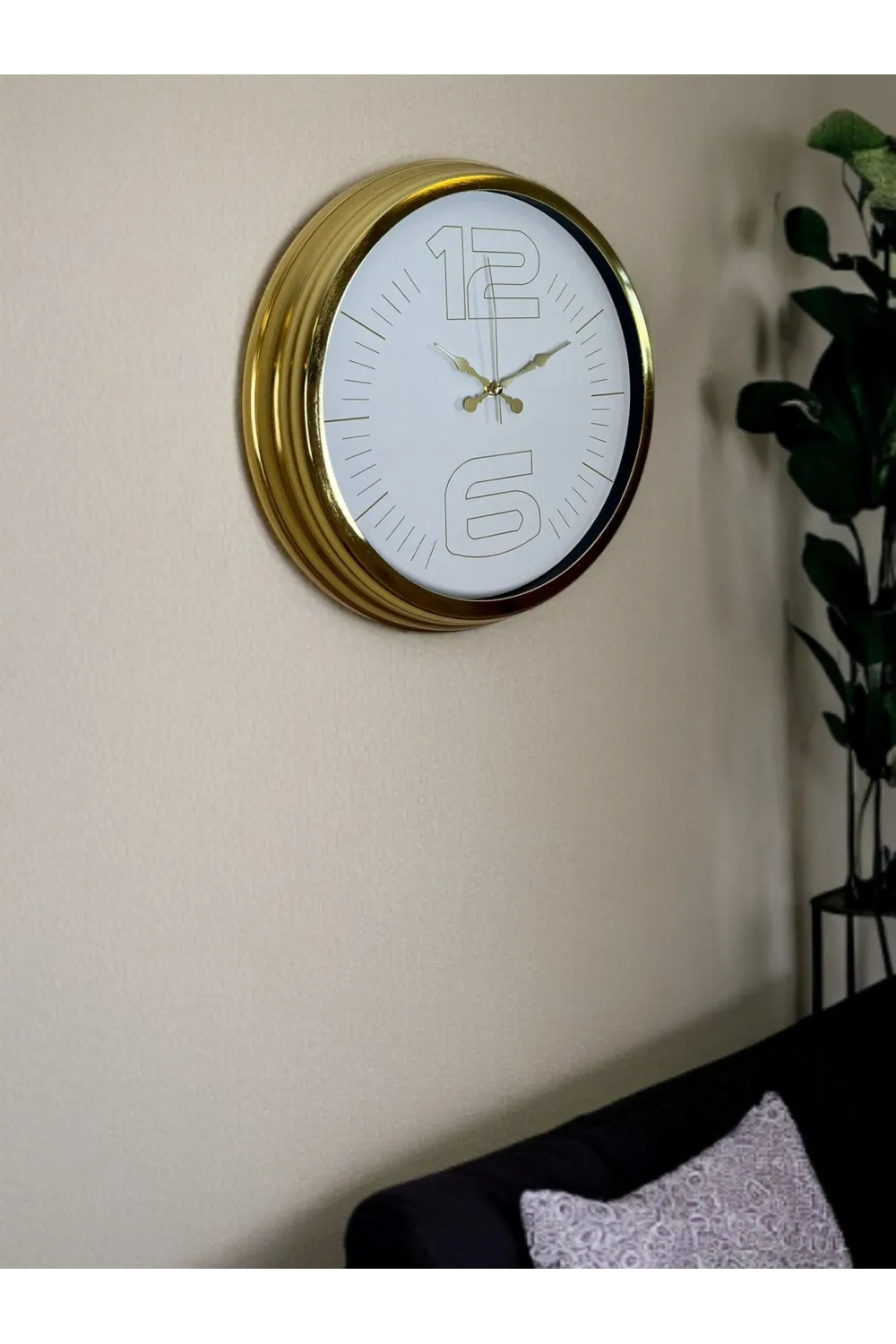 Elegant White Gold 40 Cm Metal Duvar Saati