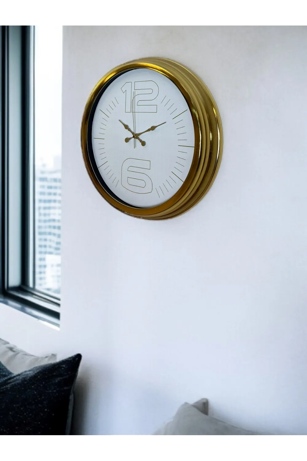 Elegant White Gold 40 Cm Metal Duvar Saati