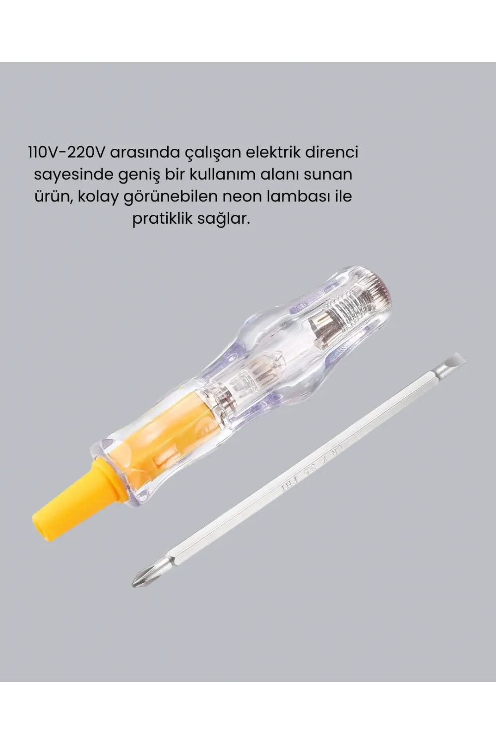 Elektrik Test Kalemi Neon Işıklı Nikel Kaplama 110-220v Dirençli