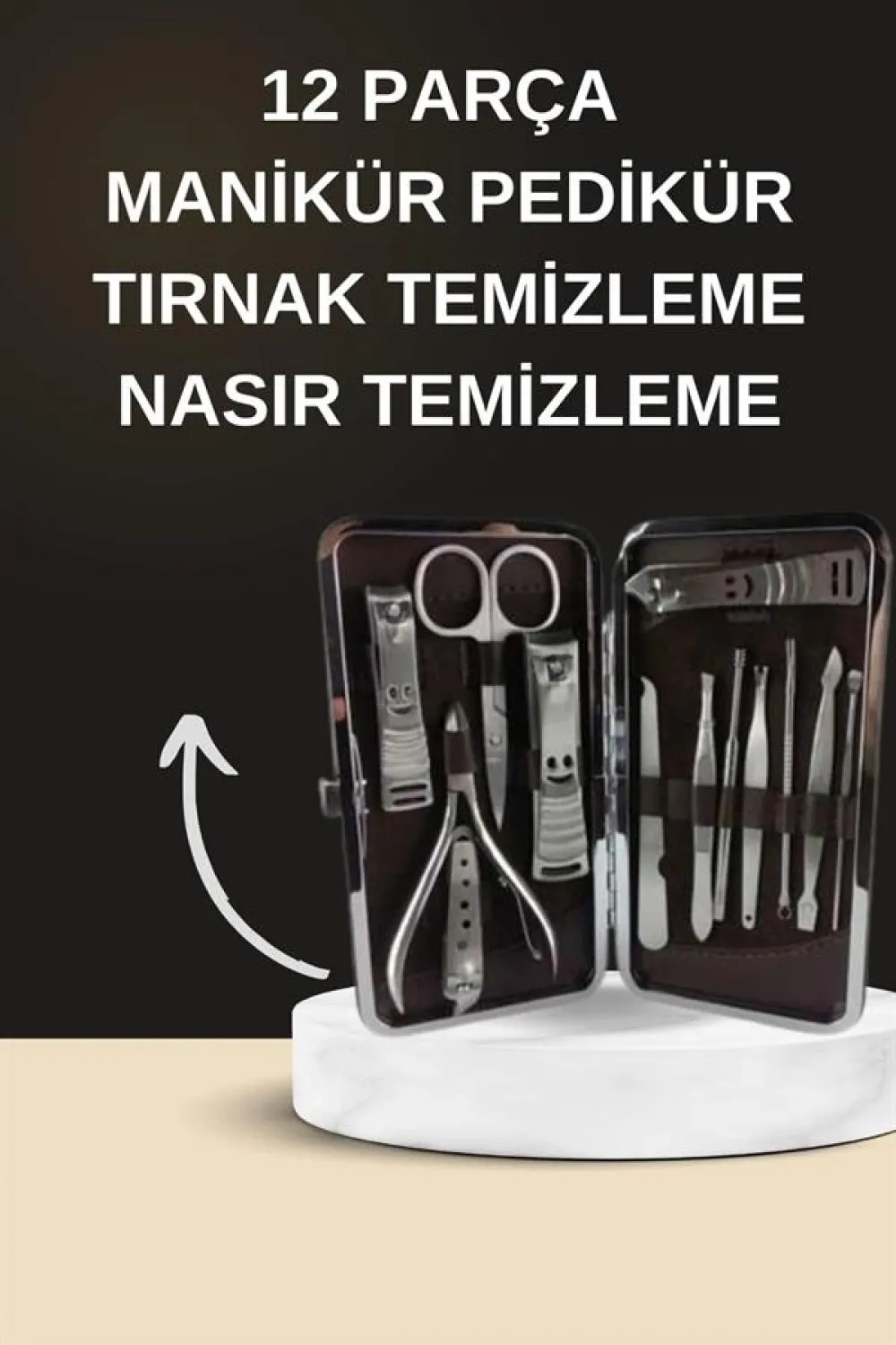 Elektrikli Manikür Pedikür Seti İkili Set 12 Parça Tırnak Bakımı Törpü Protez Çıkarma