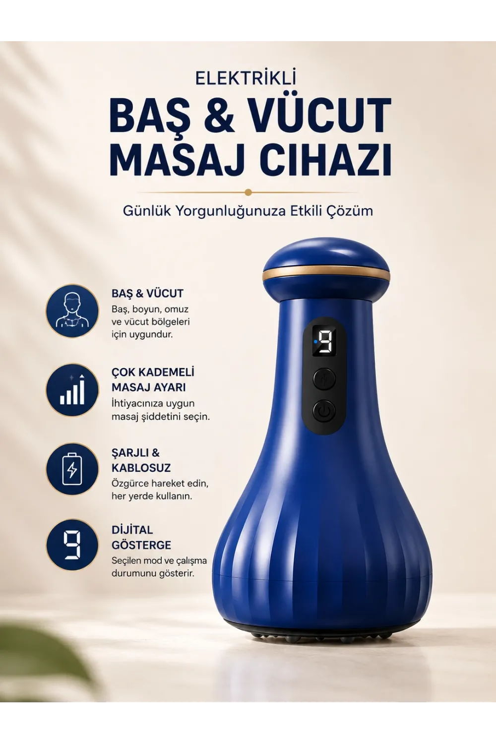 Elektrikli Masaj Cihazı Baş, Vücut Kullanımına Uygun