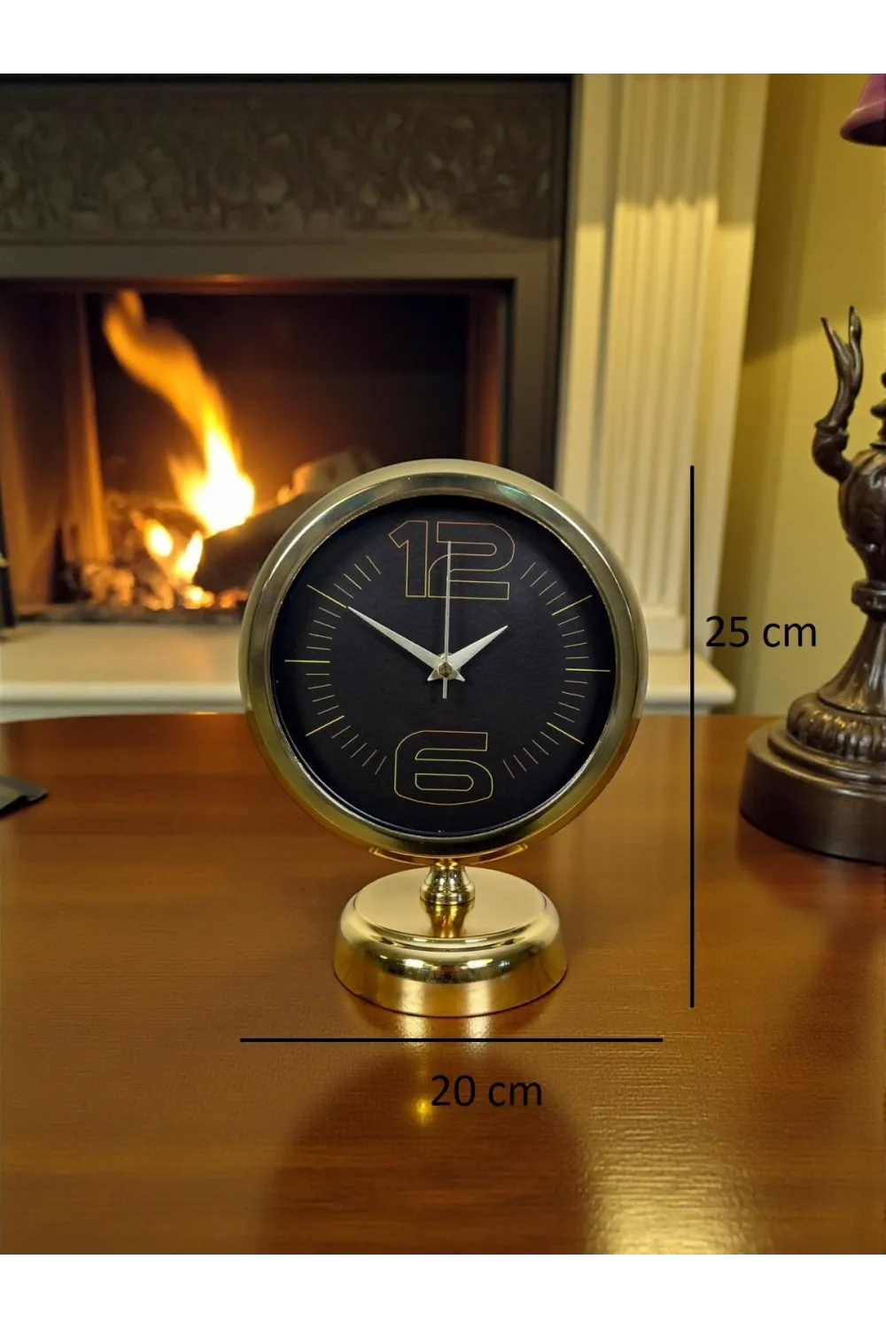 Elite Black Gold 25 x 20 Cm Metal Masa Saati