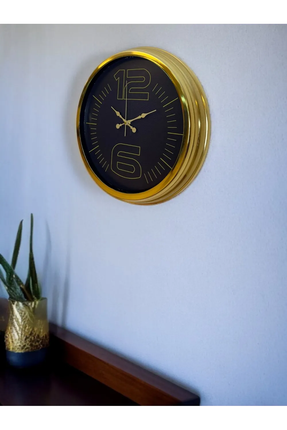 Elite Luxury Gold 40 Cm Metal Duvar Saati