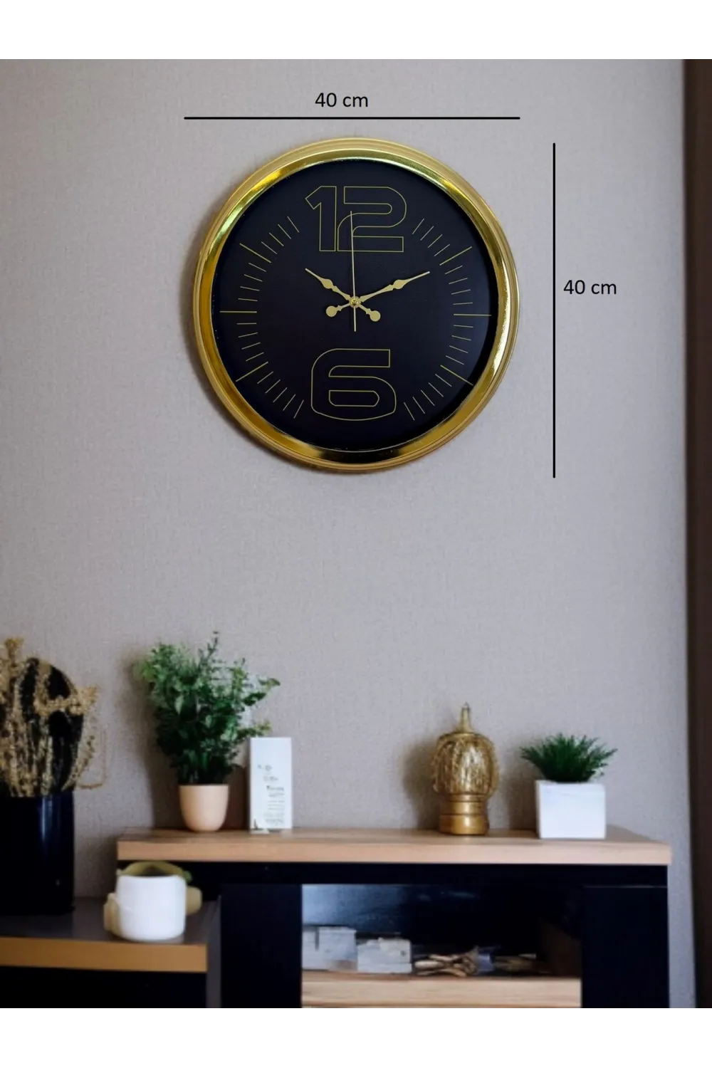 Elite Luxury Gold 40 Cm Metal Duvar Saati