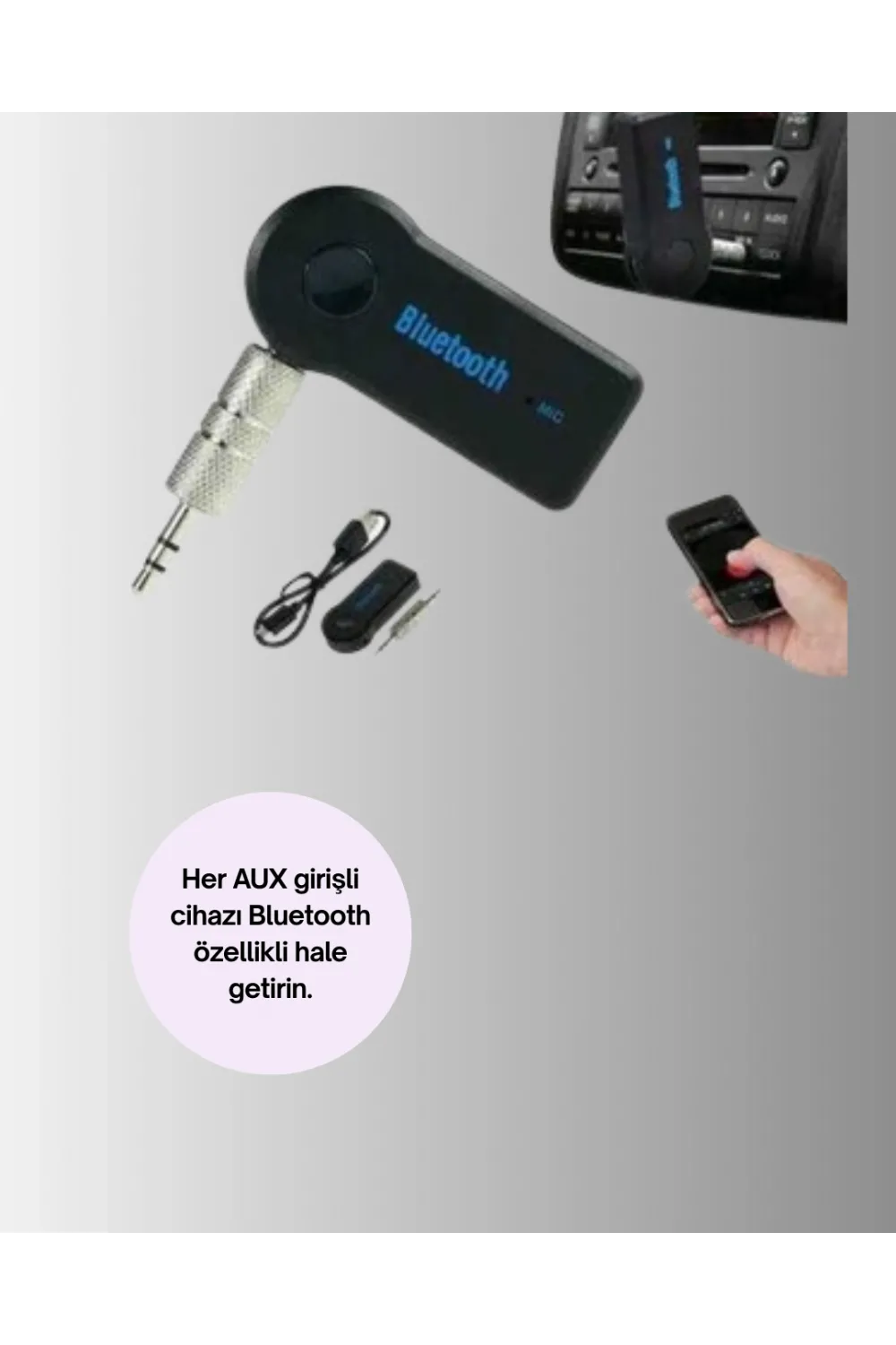 Eller Serbest Özellikli Bluetooth Aux Araç Kiti