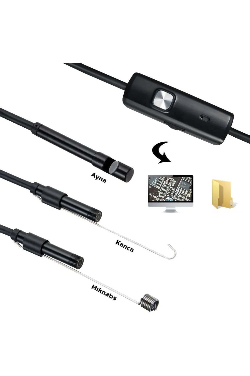 Endoskop 3 in 1 Yılan Kamera USB Micro Usb Type-C Uyumlu 20M