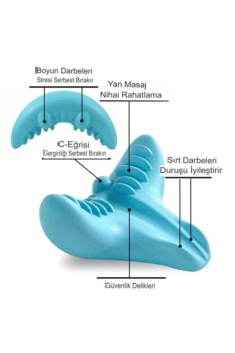Ergonomik Boyun Masaj Yastığı – Servikal Traksiyon Destekli, Omurilik Ortopedik Yastık