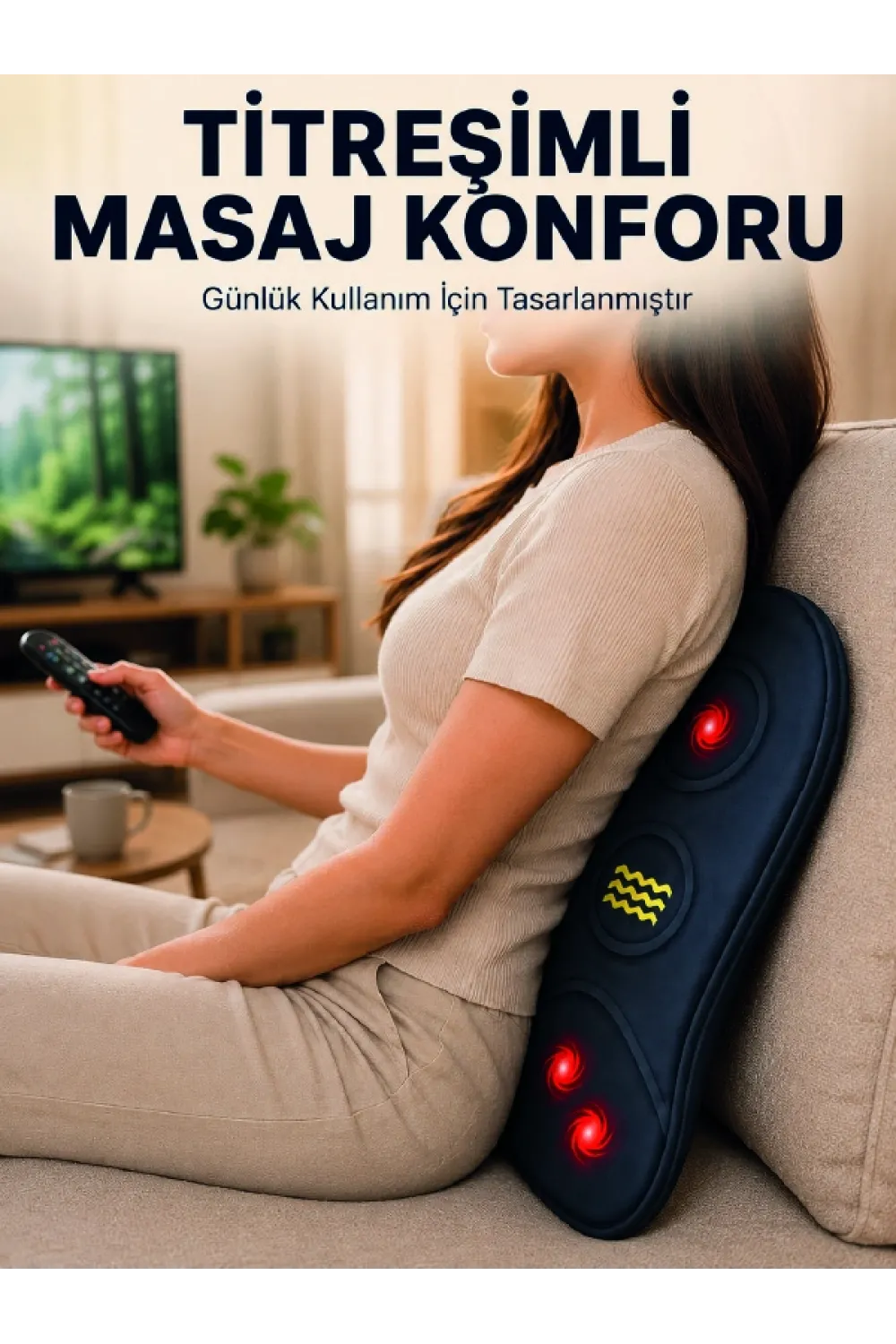 Ergonomik Isıtmalı Bel Masaj Minderi Sırt Destek Minderi