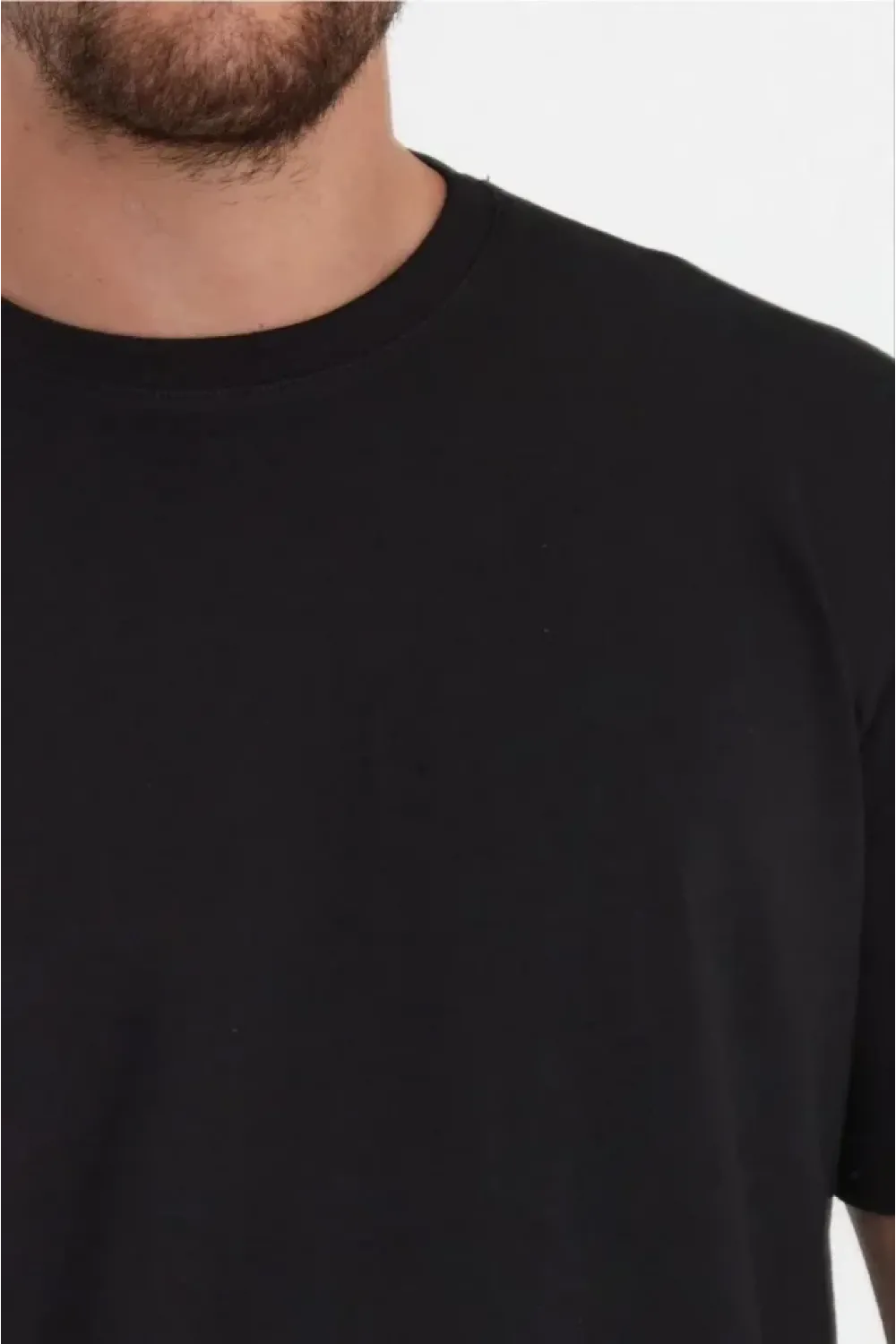 Erkek 24/1 Düz A Kalite Oversize T-shirt - Siyah