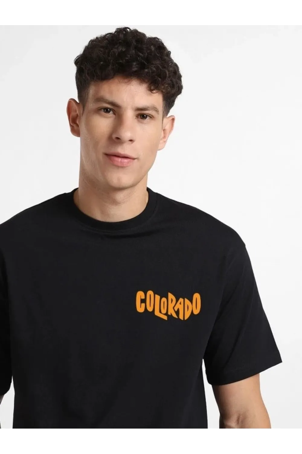 Erkek Baskılı Oversize T-shirt - Siyah