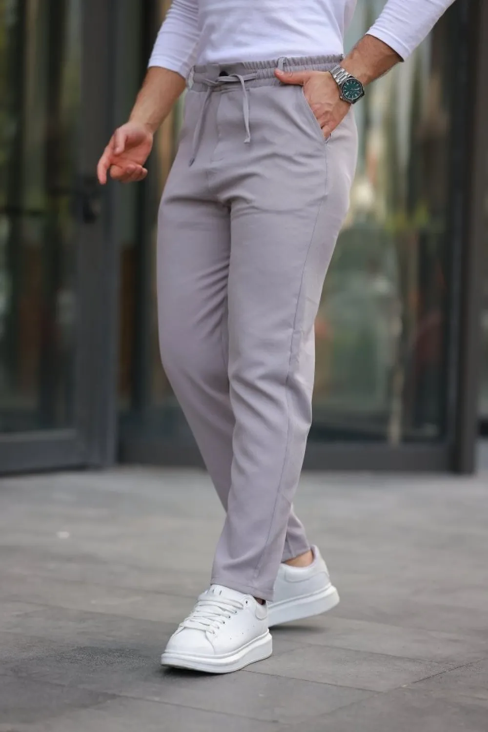 Erkek Beli Bağcıklı Jogger Pantolon