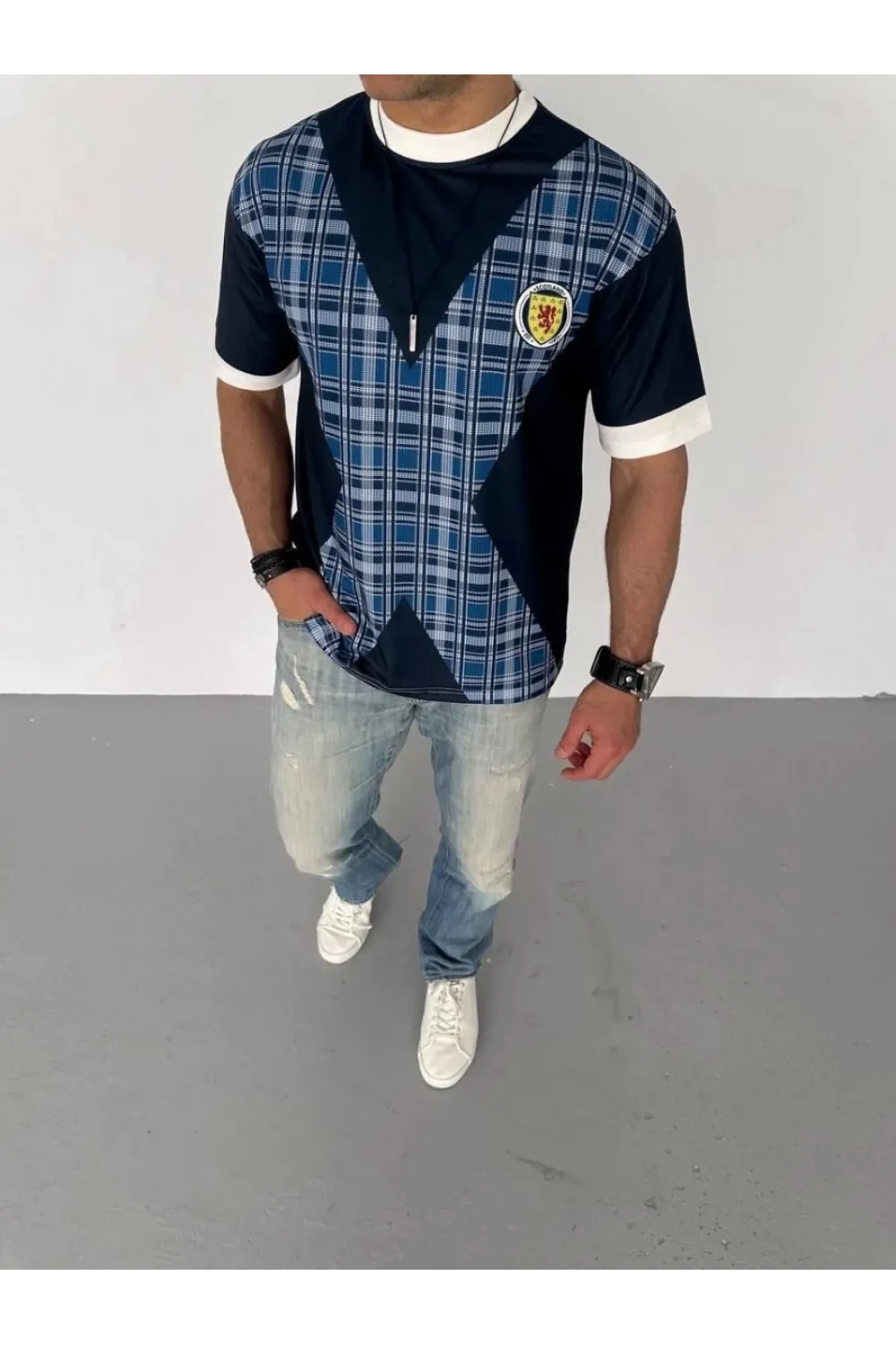 ERKEK Bisiklet Yaka Baskılı Kısa kol Oversize T-Shirt - Siyah