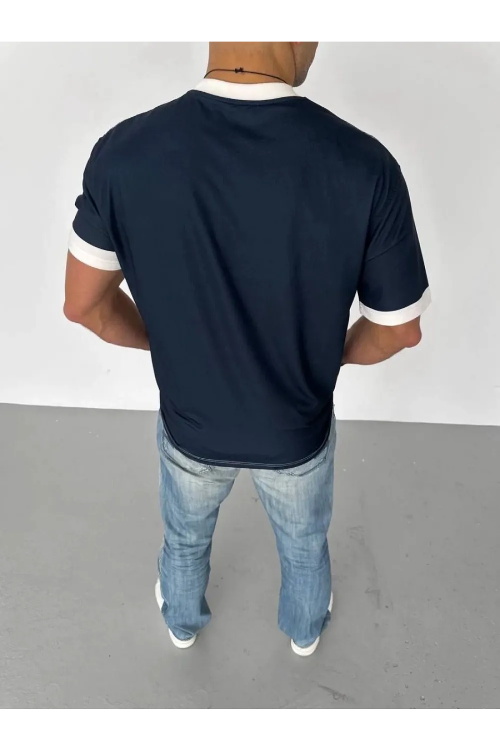 ERKEK Bisiklet Yaka Baskılı Kısa kol Oversize T-Shirt - Siyah