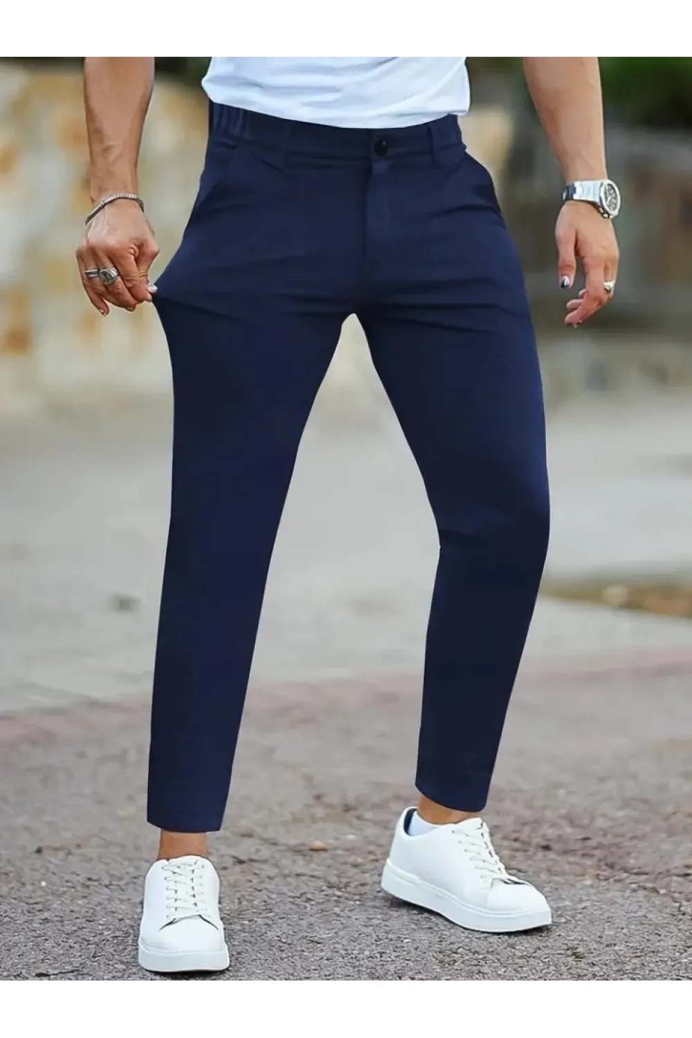 Erkek Cepli Slimfit Atlas Pantolon