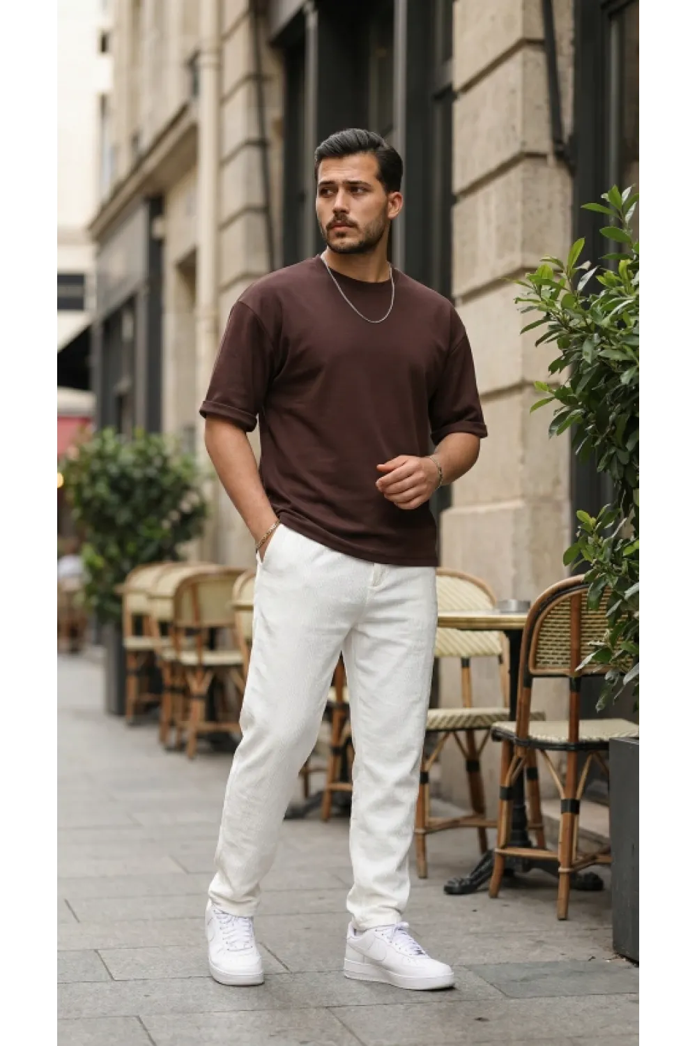 Erkek Duble Kol Basic Tişört