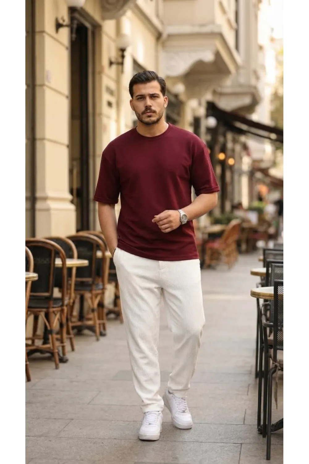 Erkek Duble Kol Basic Tişört
