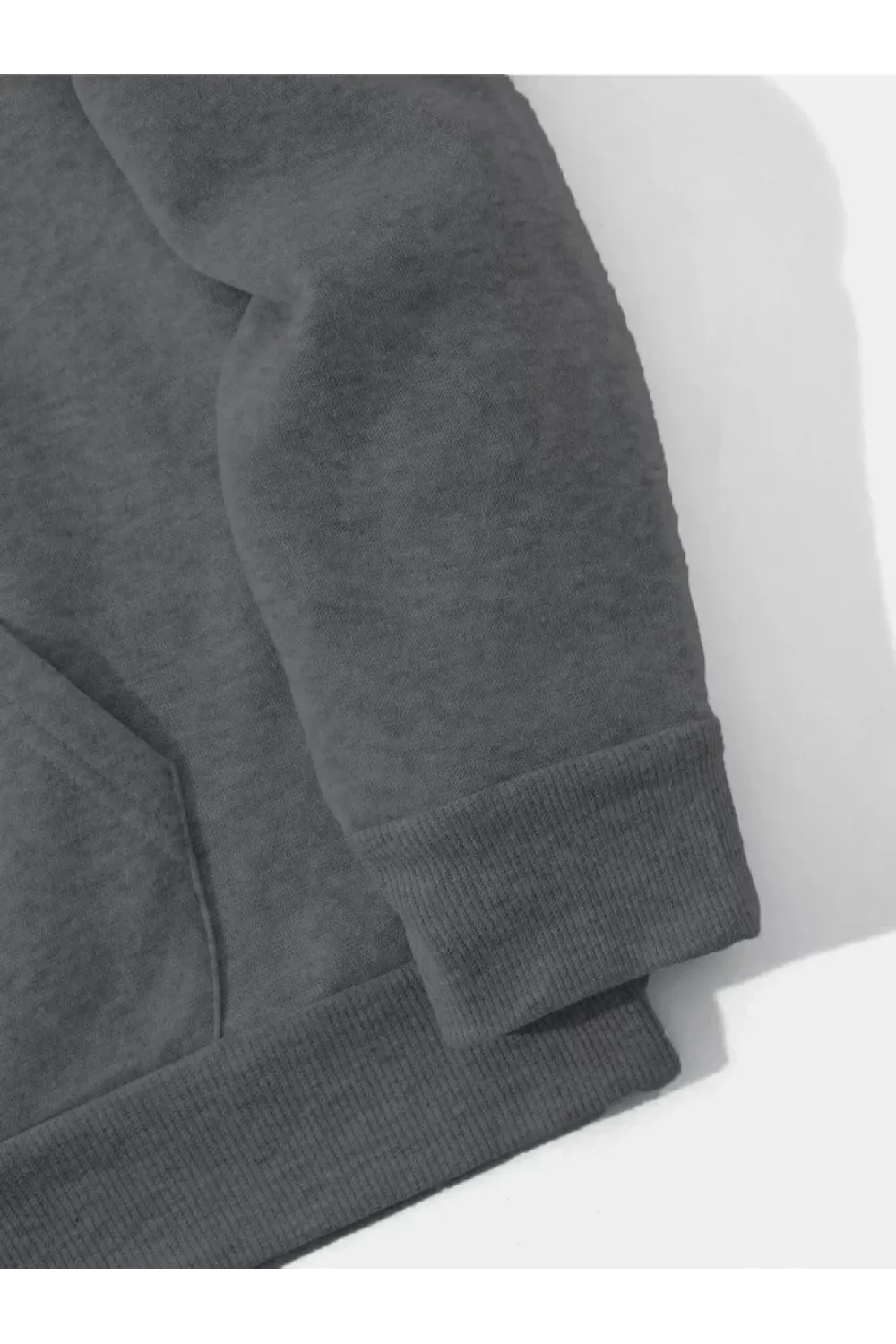 Erkek Düz Kapüşonlu Sweat - Füme