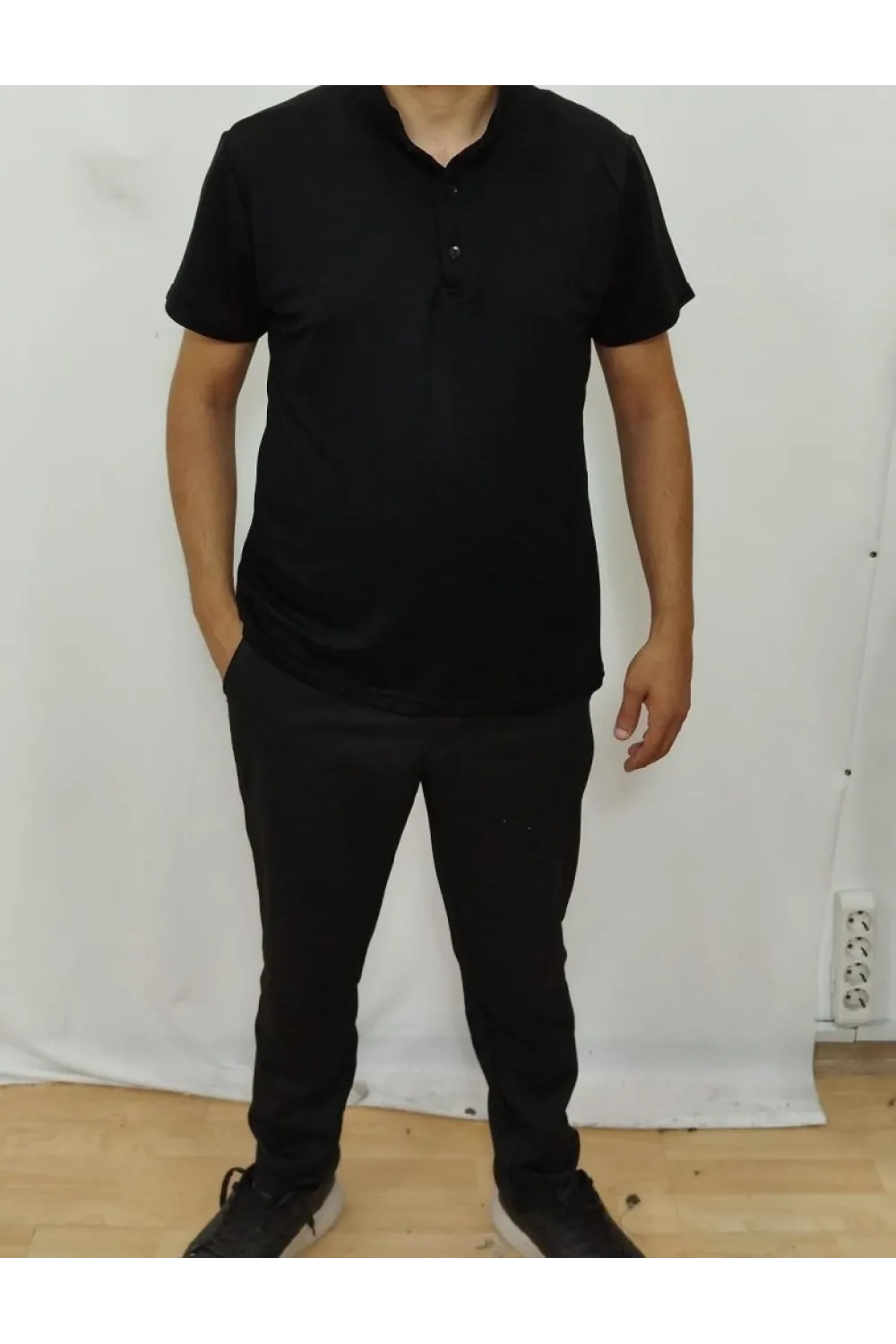 Erkek Kısa Kollu Hakim Yaka önü Düğmeli Viskon Bluz