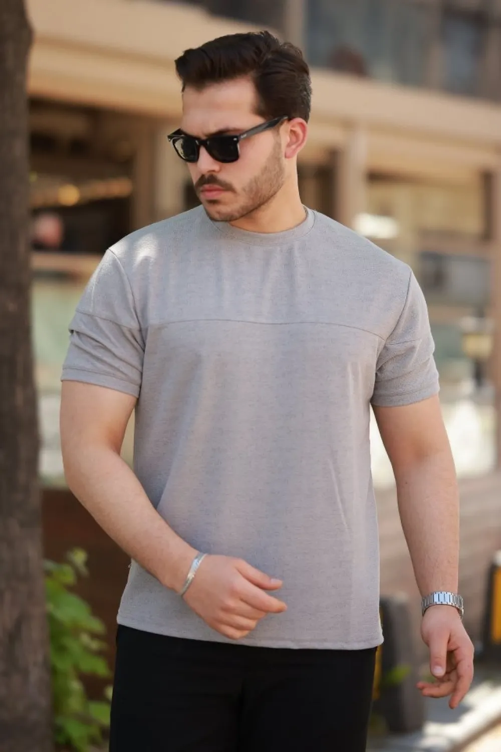 Erkek Oversize Bisiklet Yaka Kısa Kollu T-shirt