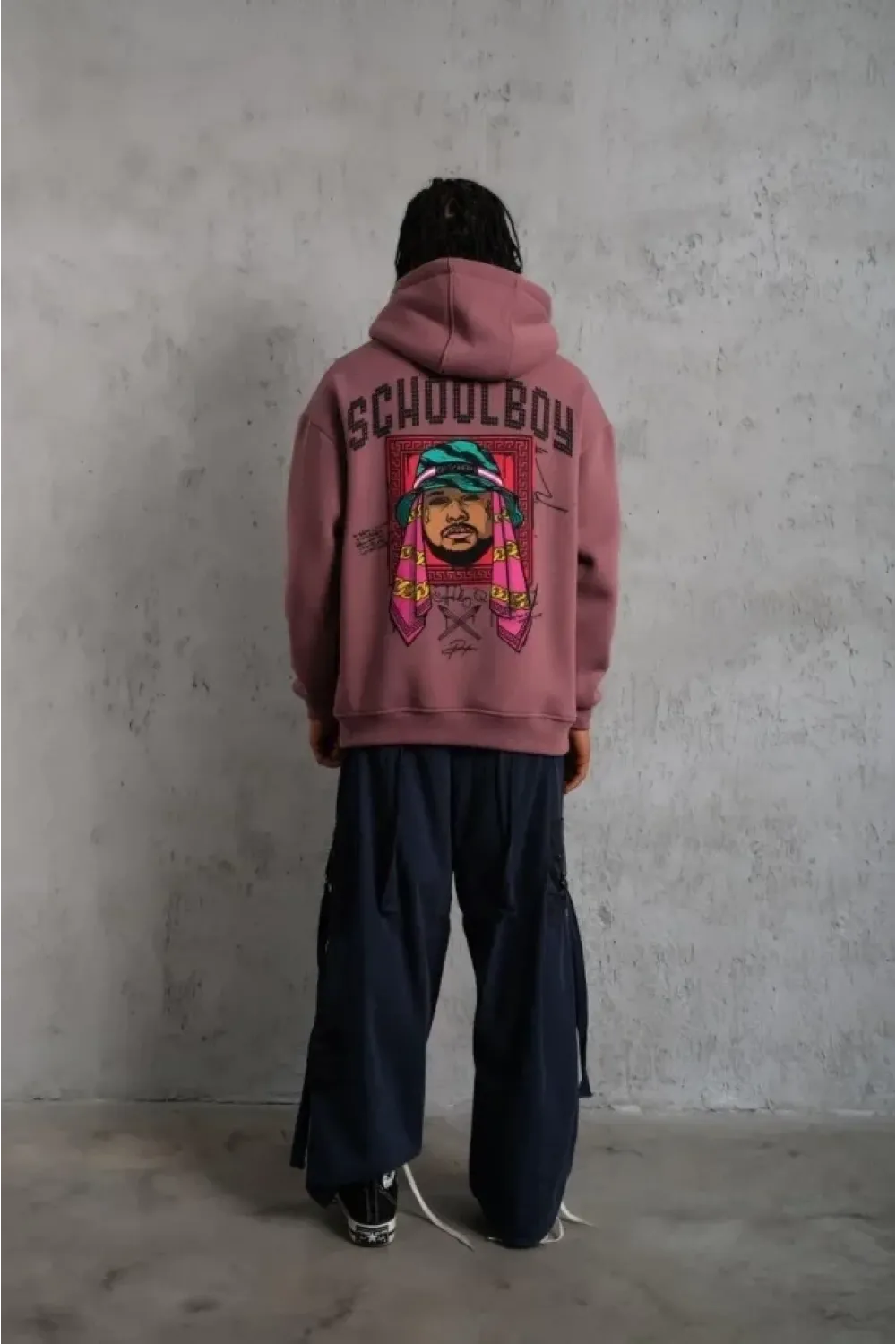 Erkek SCHOOL BOY Baskılı Kapüşonlu Sweat - Gül Kurusu