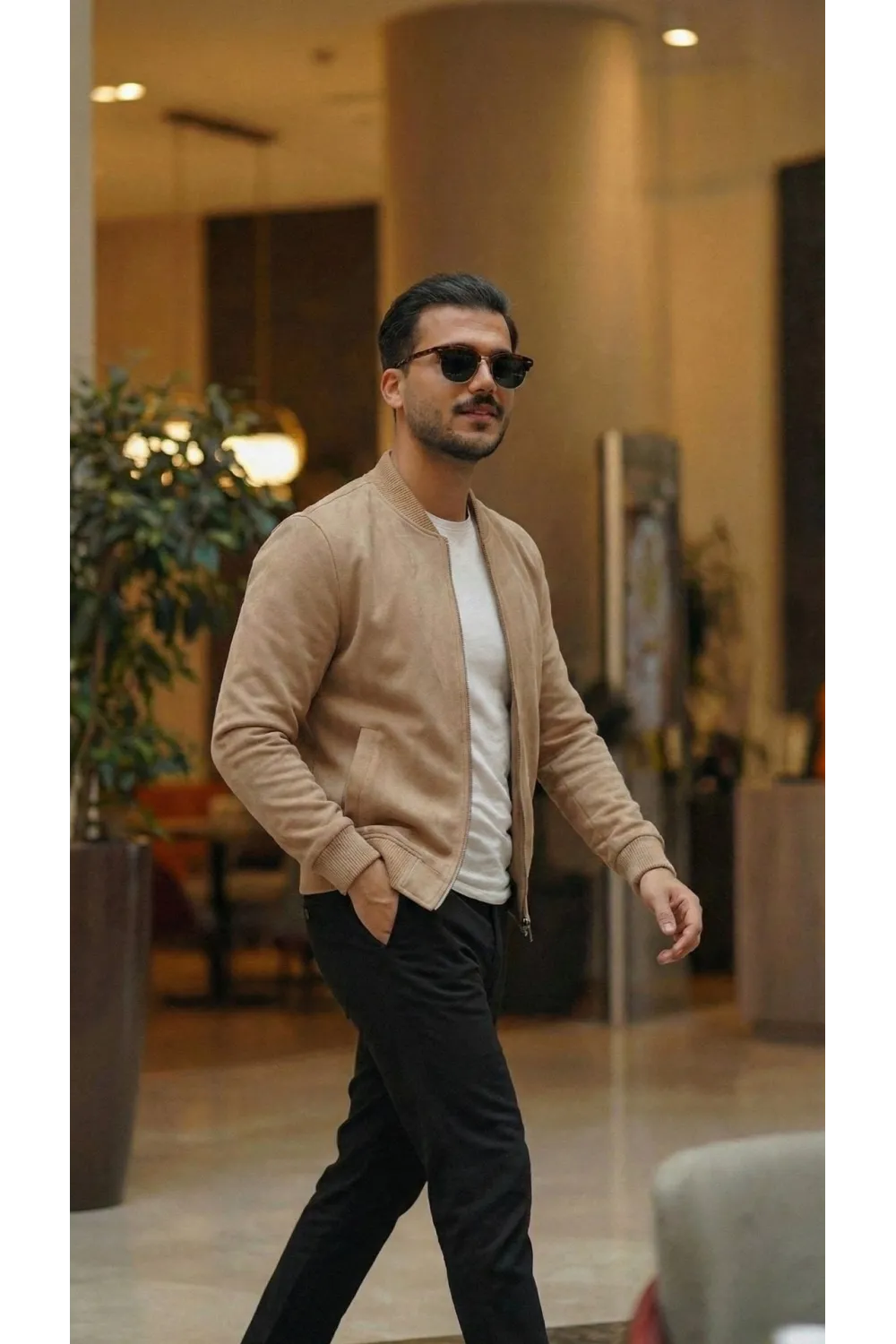Erkek Scuba Süet Kumaş Bomber Hırka