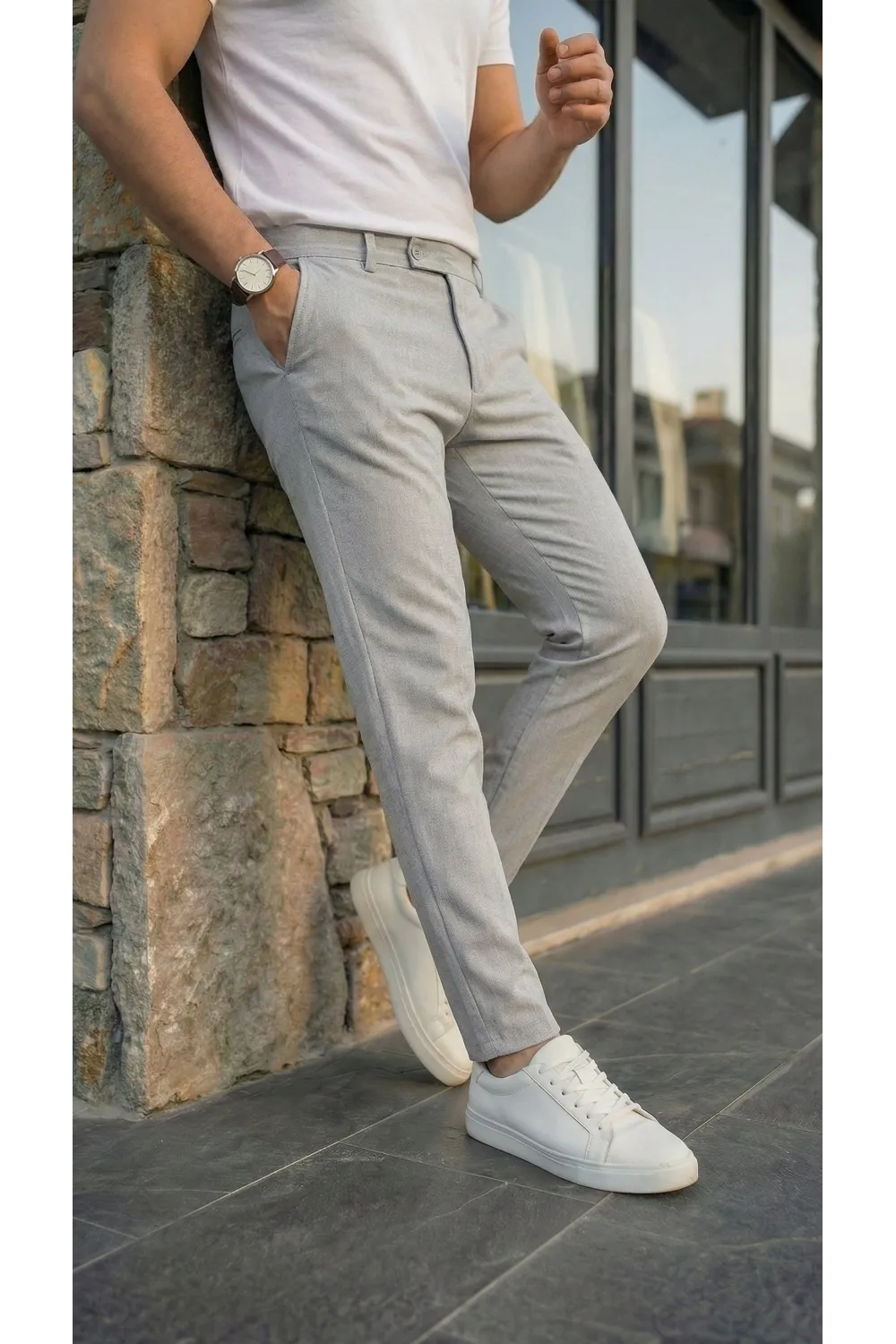 Erkek Slim Fit Dilli Kumaş Pantolon